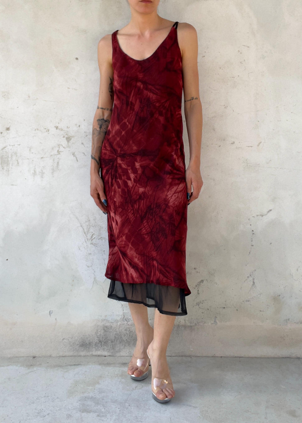 Abito Vintage Y2K Bordeaux Double Layer