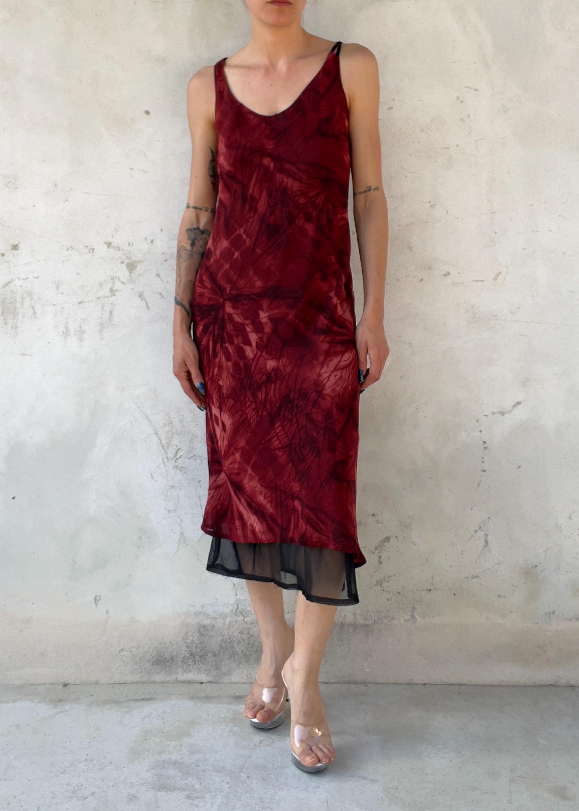 Abito Vintage Y2K Bordeaux Double Layer