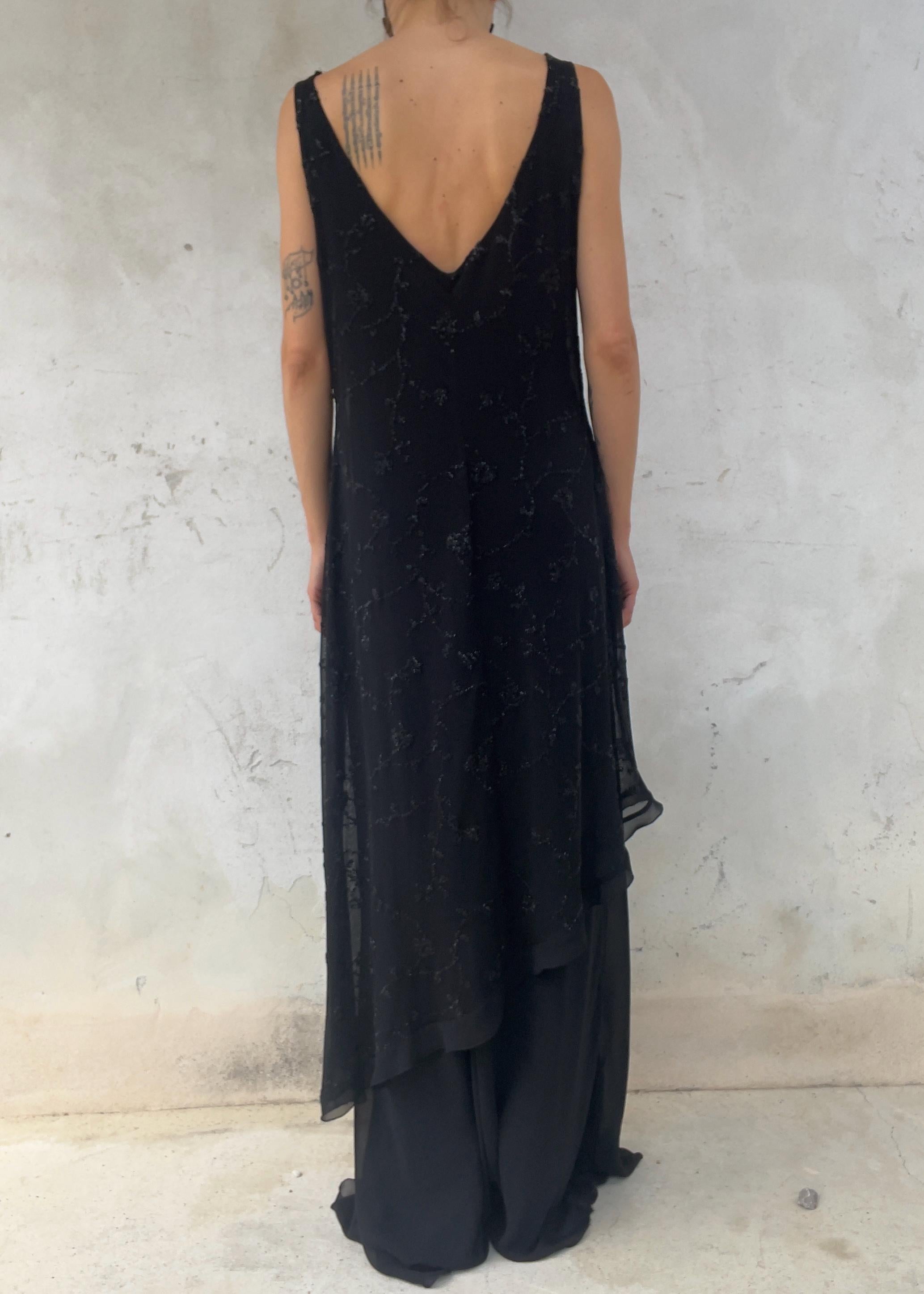 Abito da Sera Vintage Anni 90 Nero Double Layer