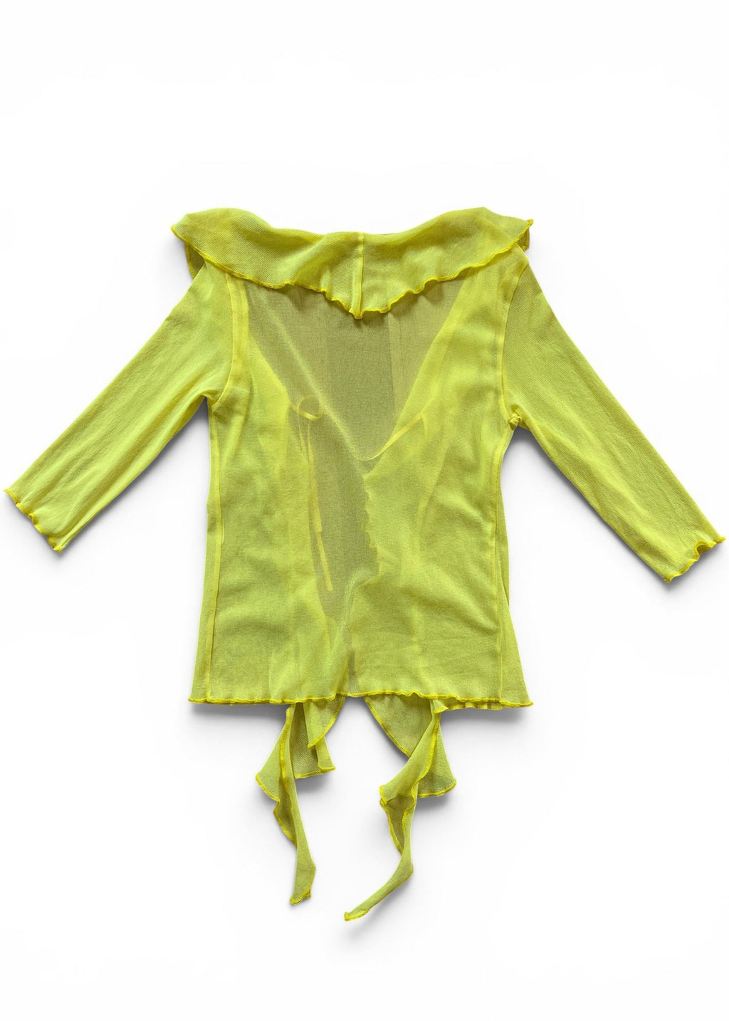 Bolero Top Vintage Y2K Giallo Sheer con Ruches