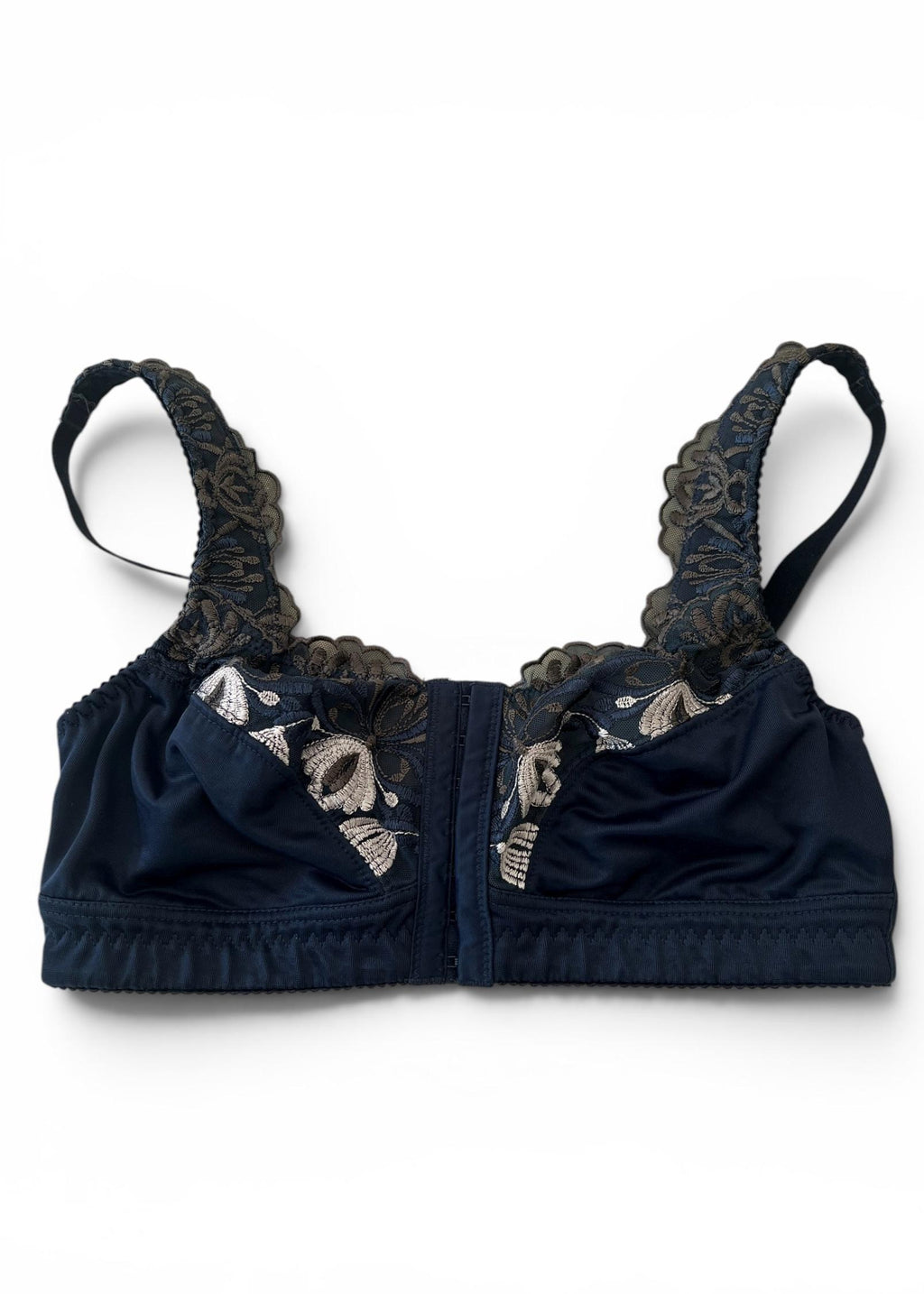 Bra Top Vintage Y2K Blu Navy in Pizzo Ricamato
