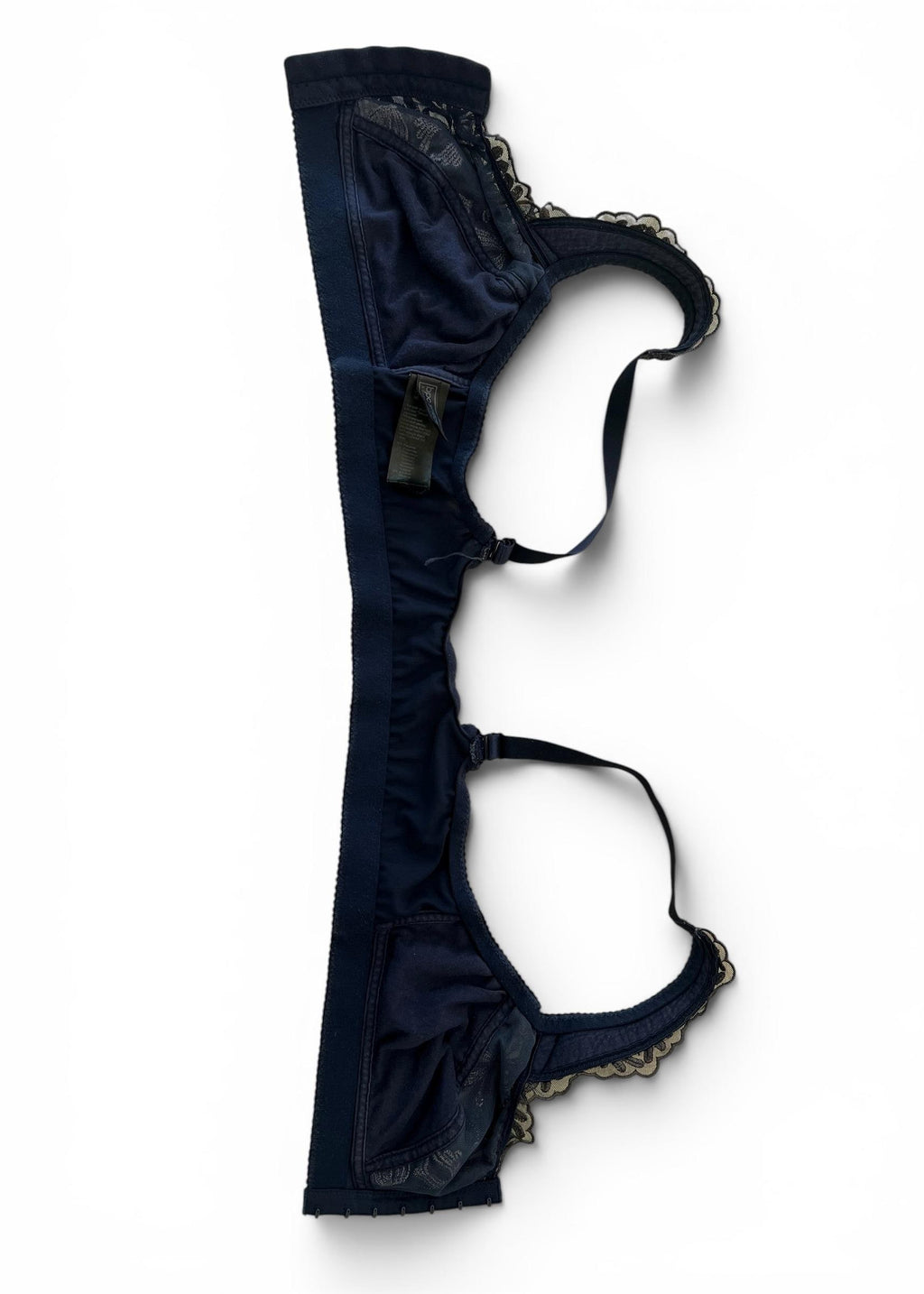 Bra Top Vintage Y2K Blu Navy in Pizzo Ricamato