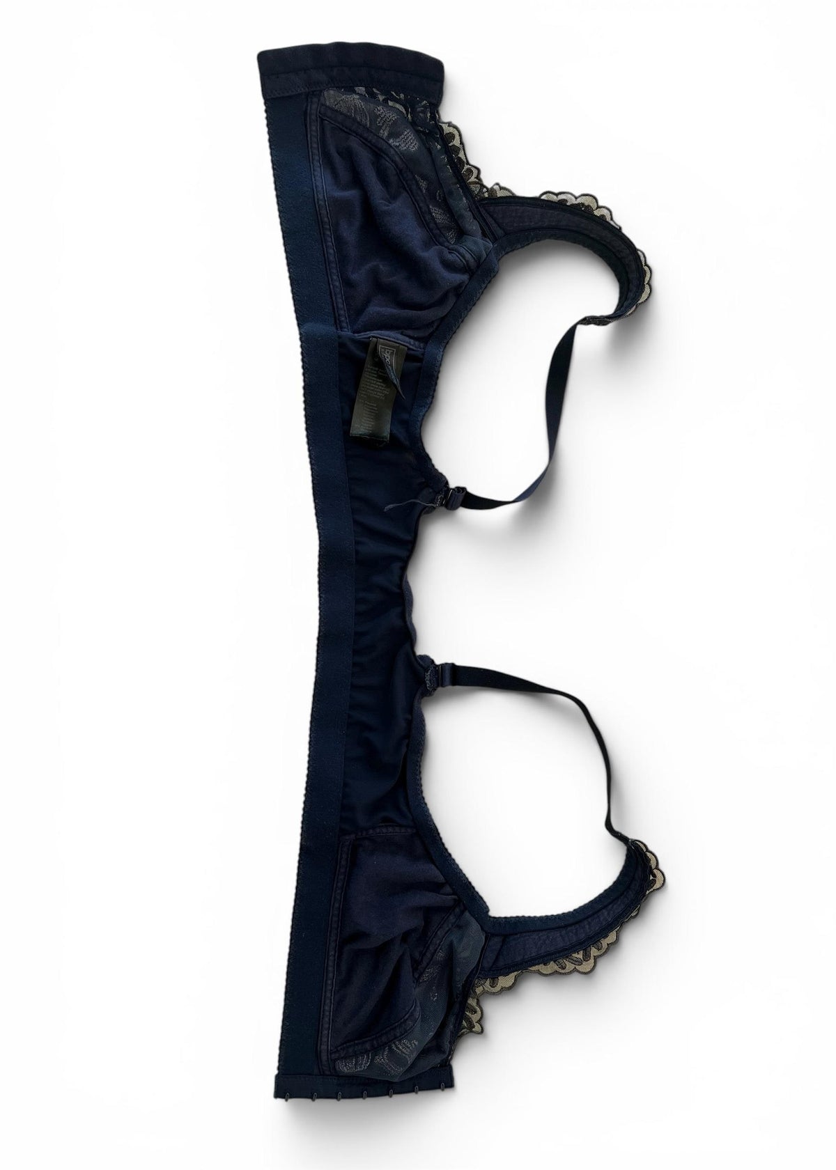 Bra Top Vintage Y2K Blu Navy in Pizzo Ricamato