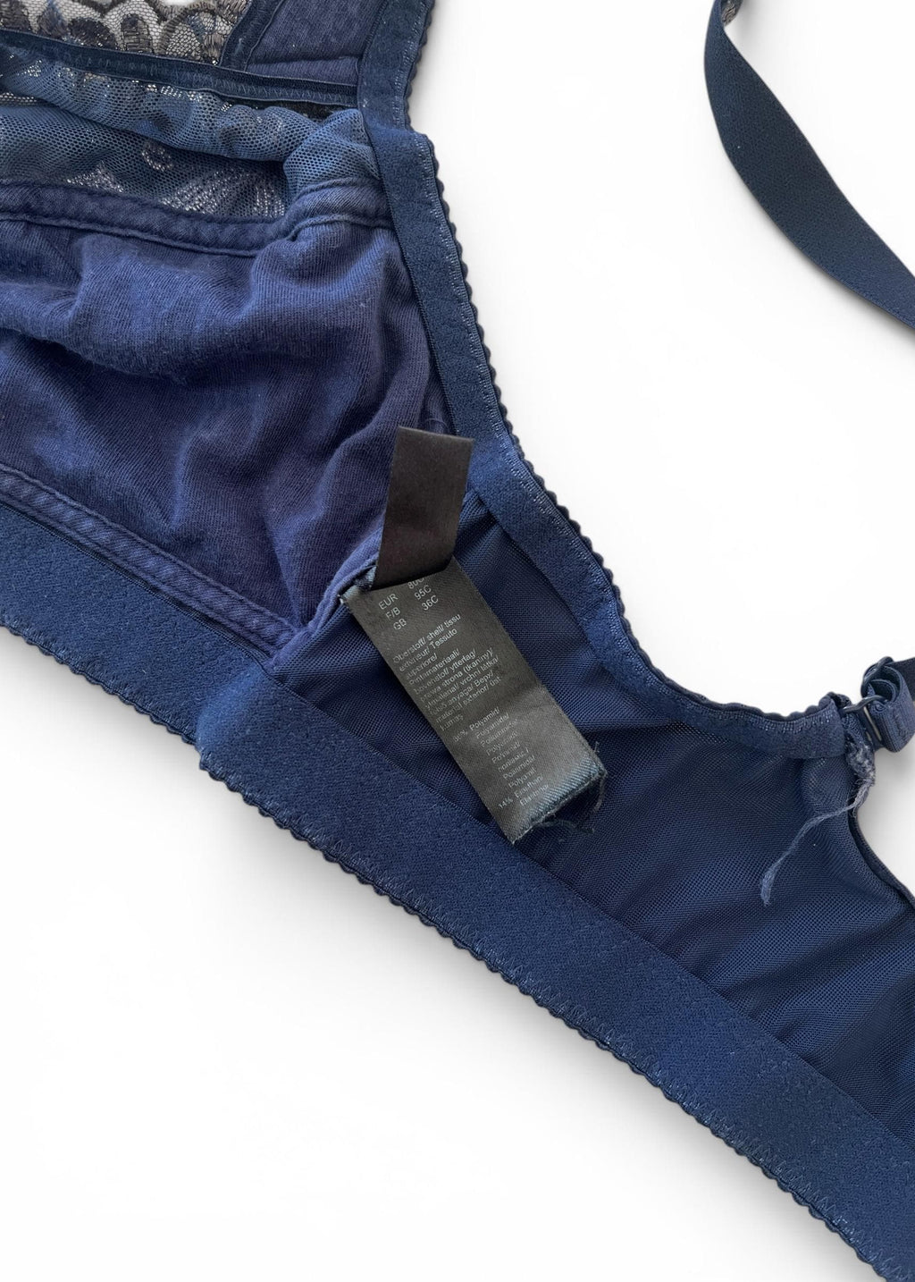 Bra Top Vintage Y2K Blu Navy in Pizzo Ricamato