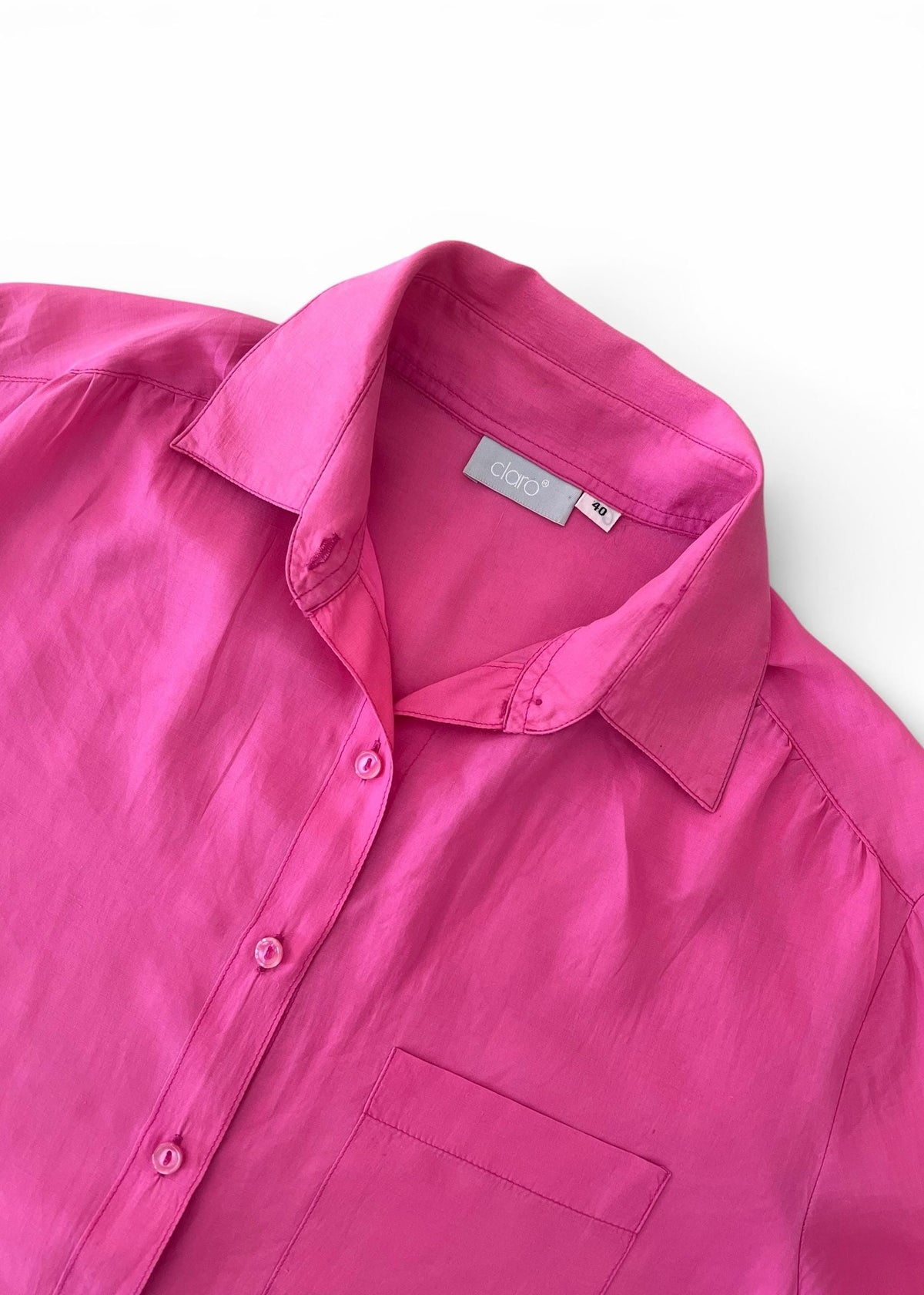Camicia Vintage Rosa Fucsia in Pura Seta