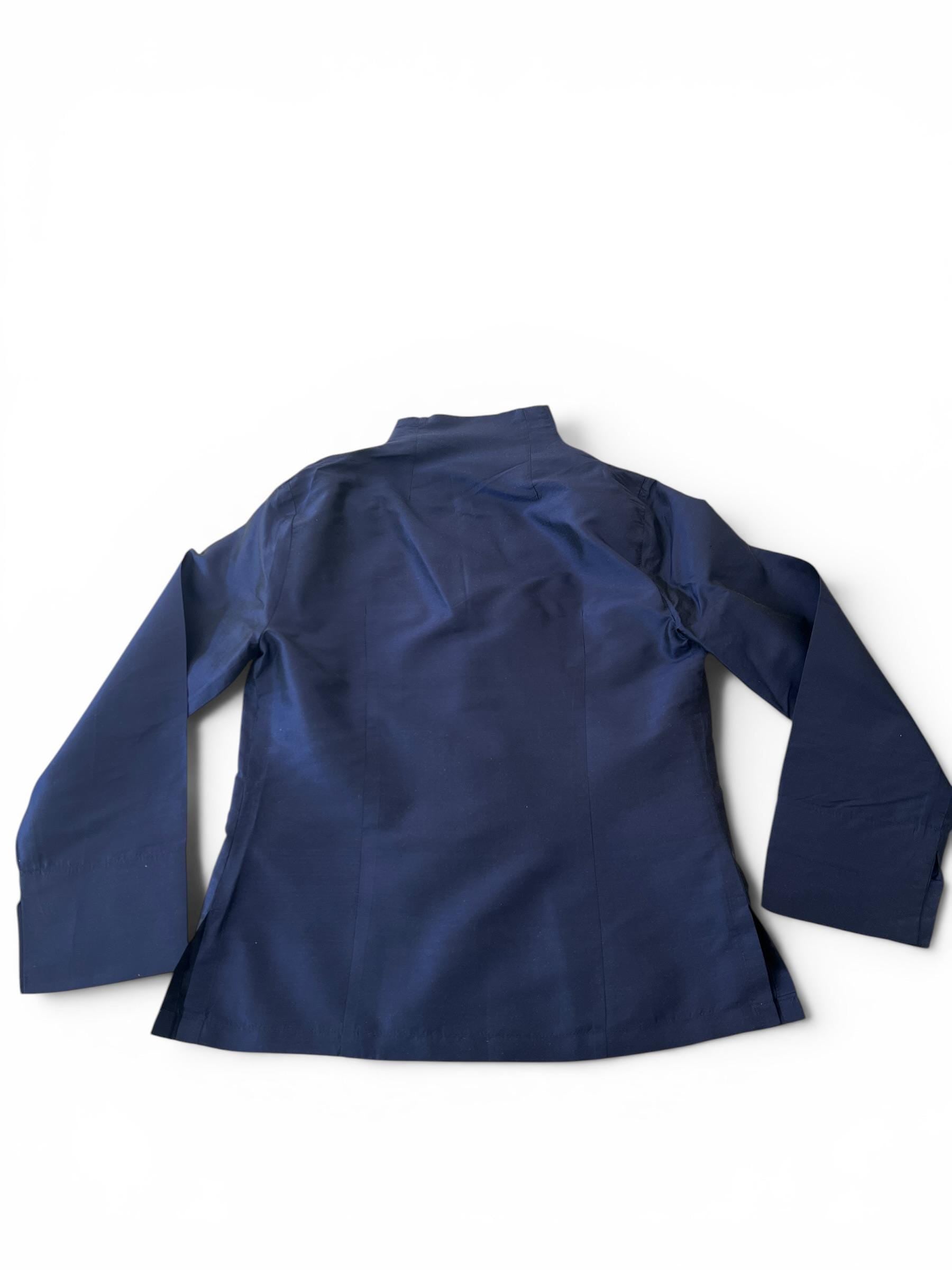 Camicia Vintage in Seta Blu Navy Stile Orientale