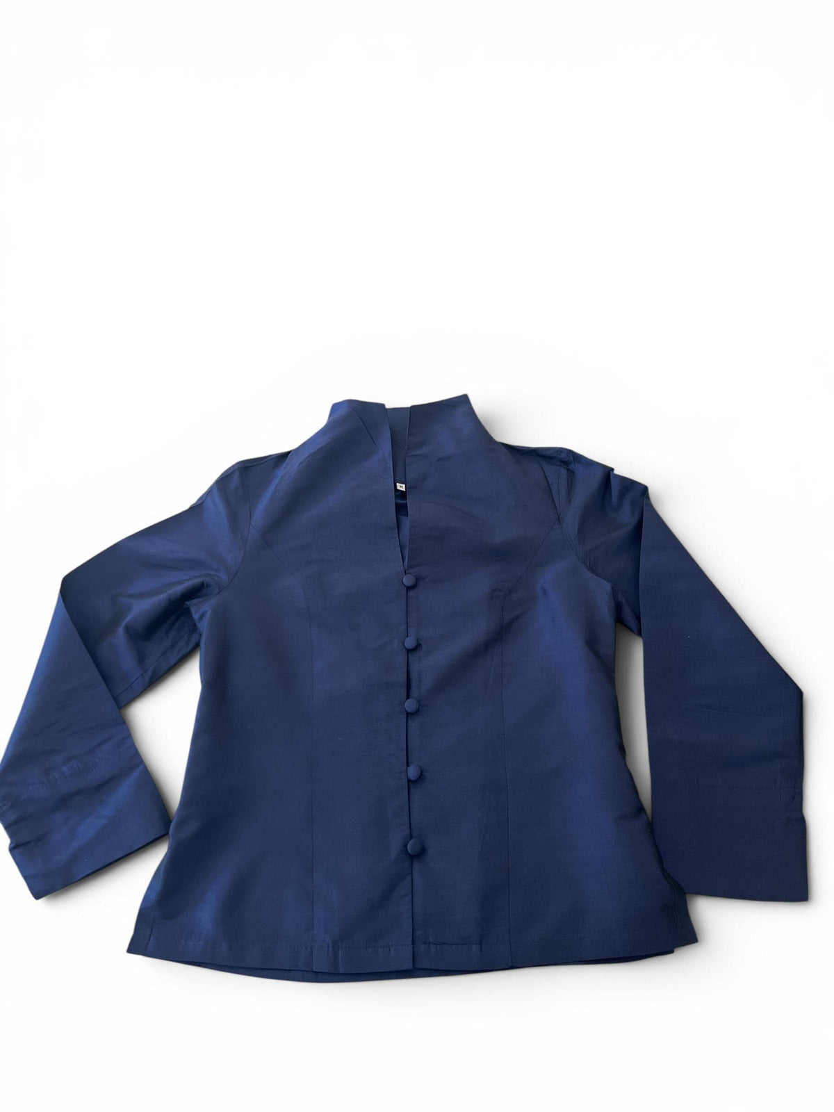 Camicia Vintage in Seta Blu Navy Stile Orientale