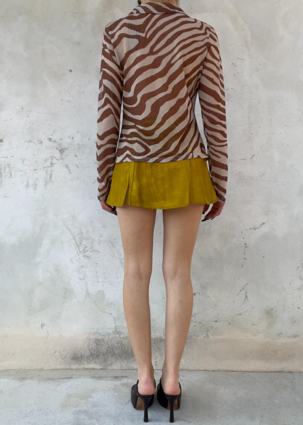 Camicia Blusa Sheer Y2K Inspo Animalier Zebra