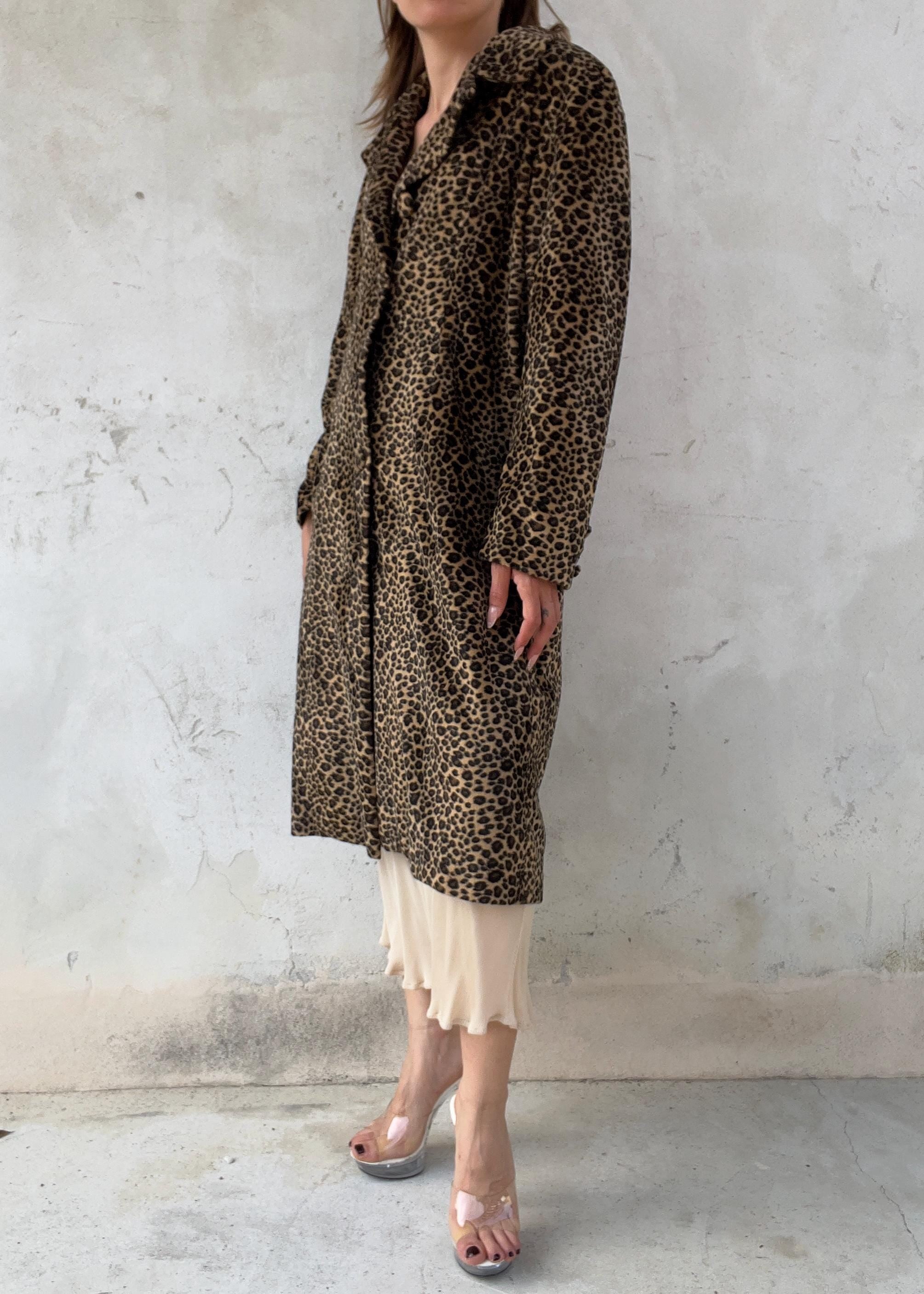 Cappotto Vintage Leopardato in Tessuto Peloso