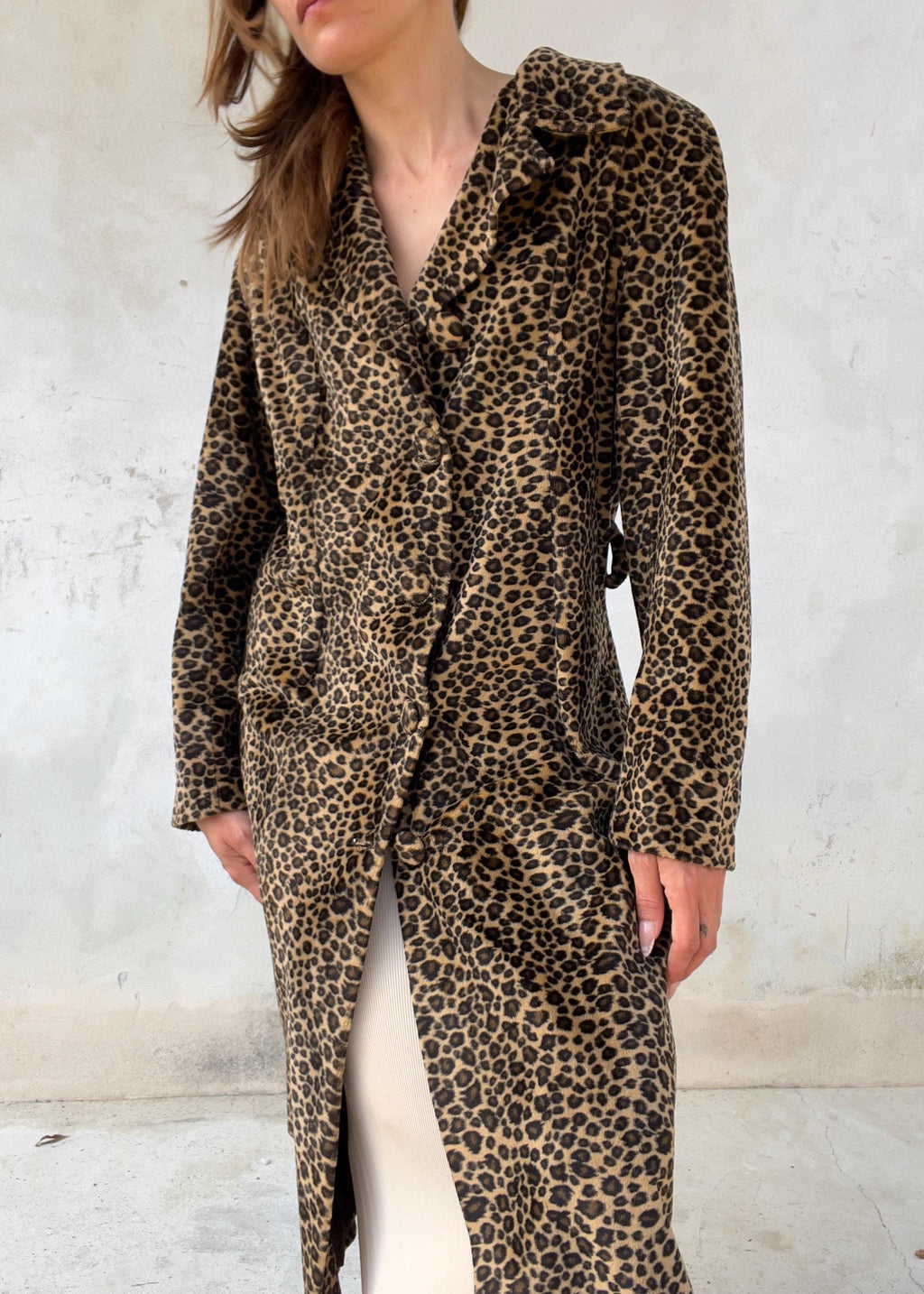 Cappotto Vintage Leopardato in Tessuto Peloso