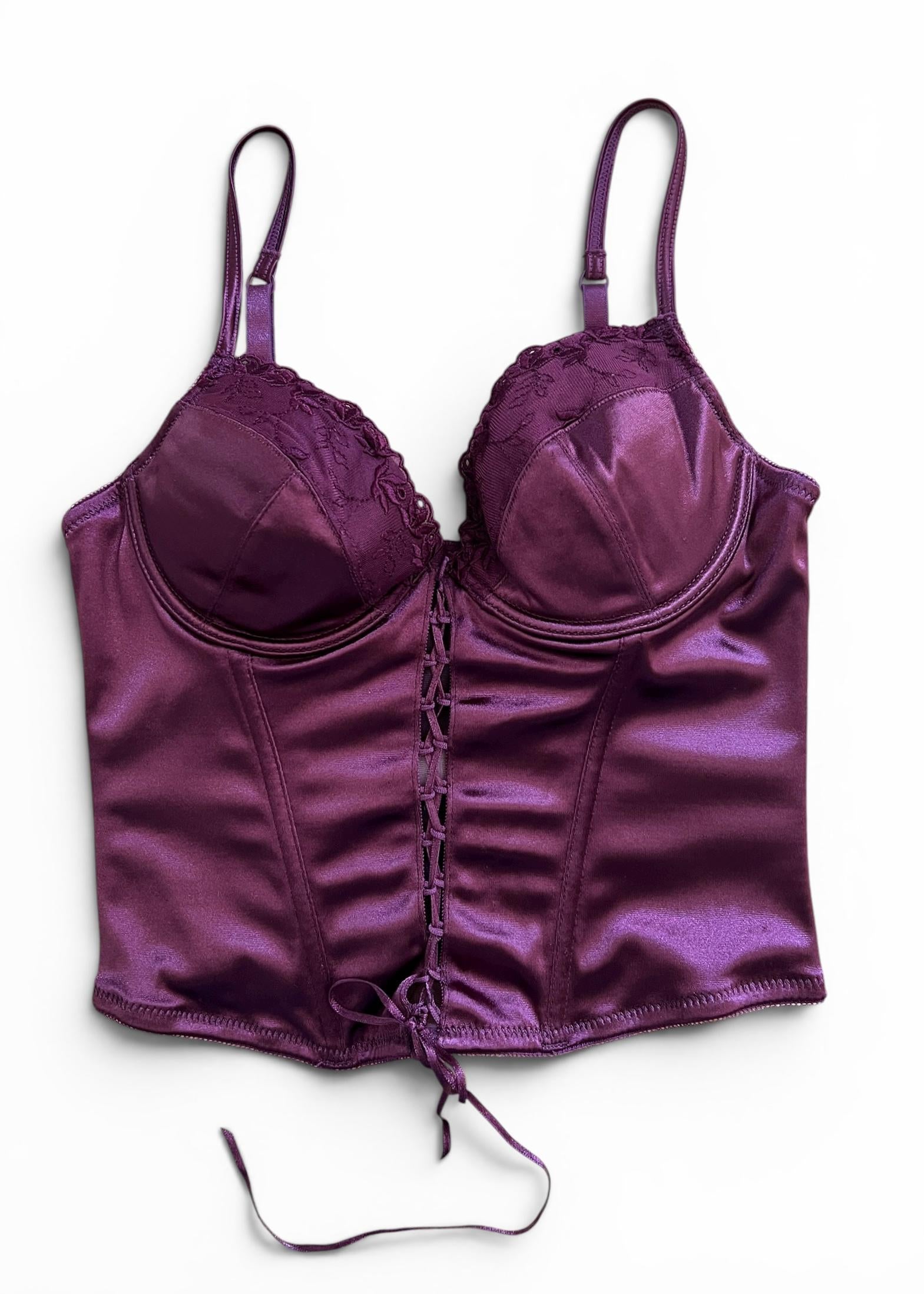 Corsetto Vintage Y2K Bordeaux in Raso