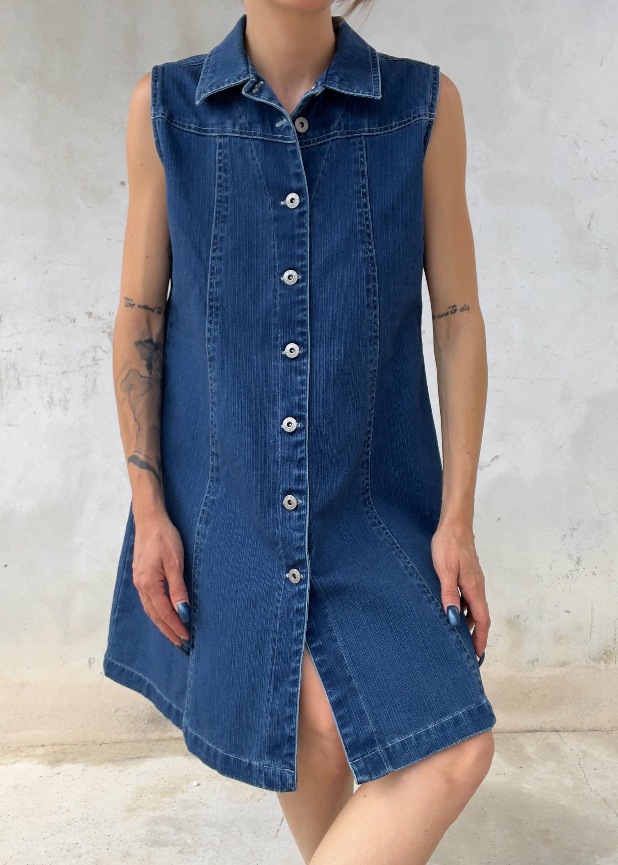 Mini Abito Vintage Y2K in Denim Blu