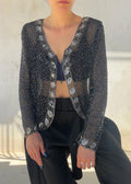 Giacca Vintage in Seta Ricamata con Perline e Paillettes
