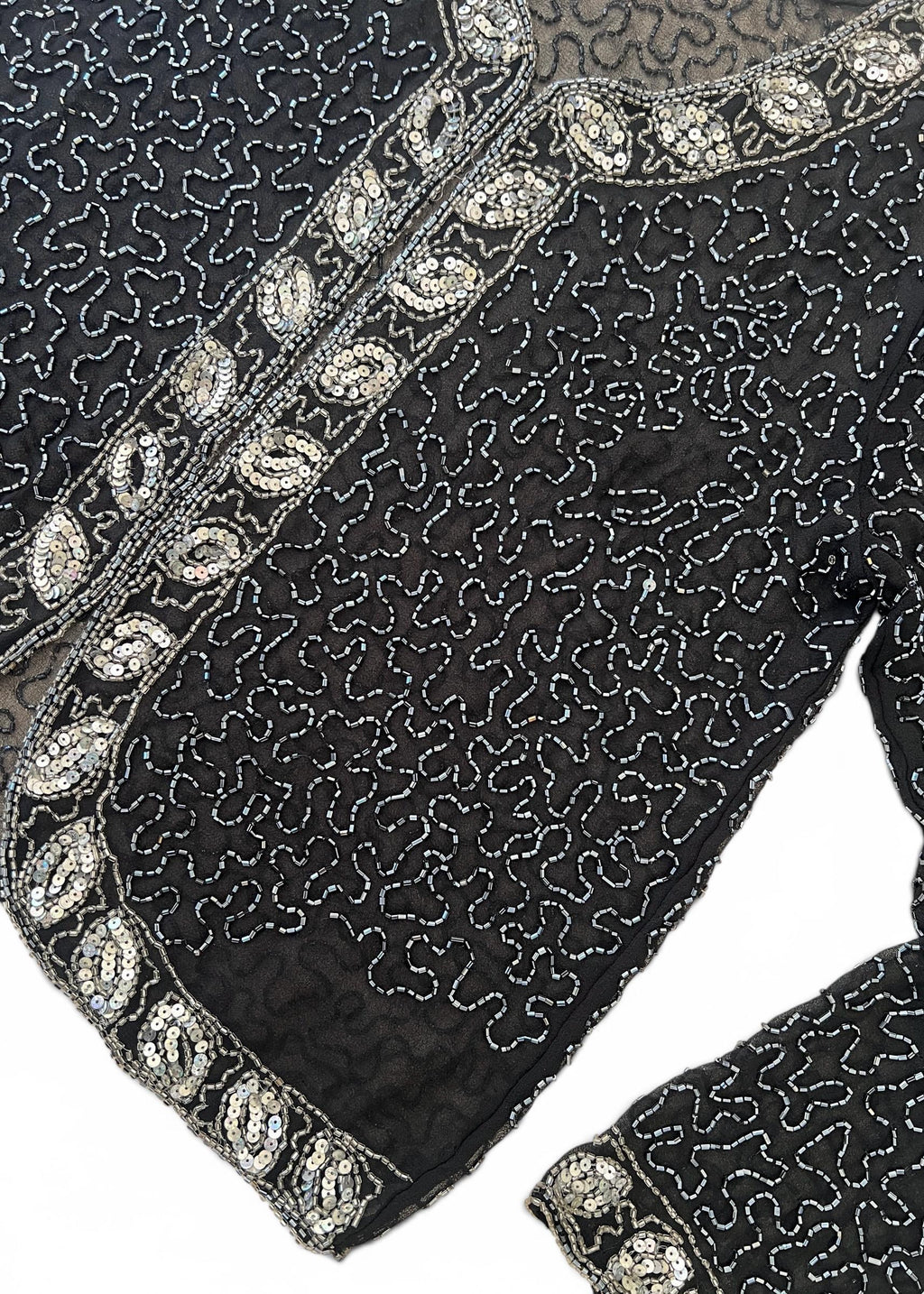 Giacca Vintage in Seta Ricamata con Perline e Paillettes