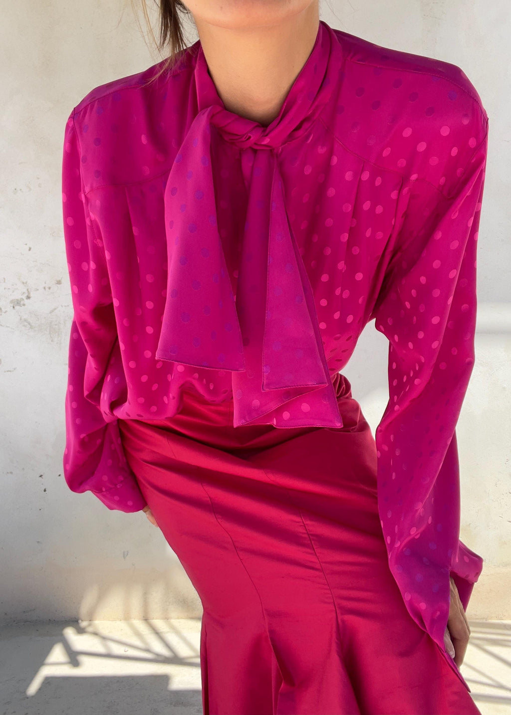 Camicia Vintage Fucsia con Fiocco