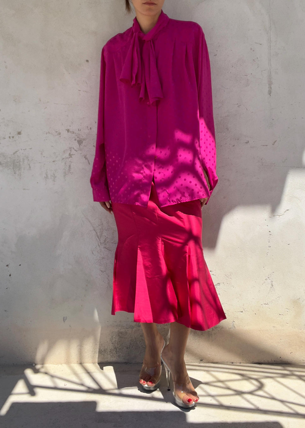 Camicia Vintage Fucsia con Fiocco