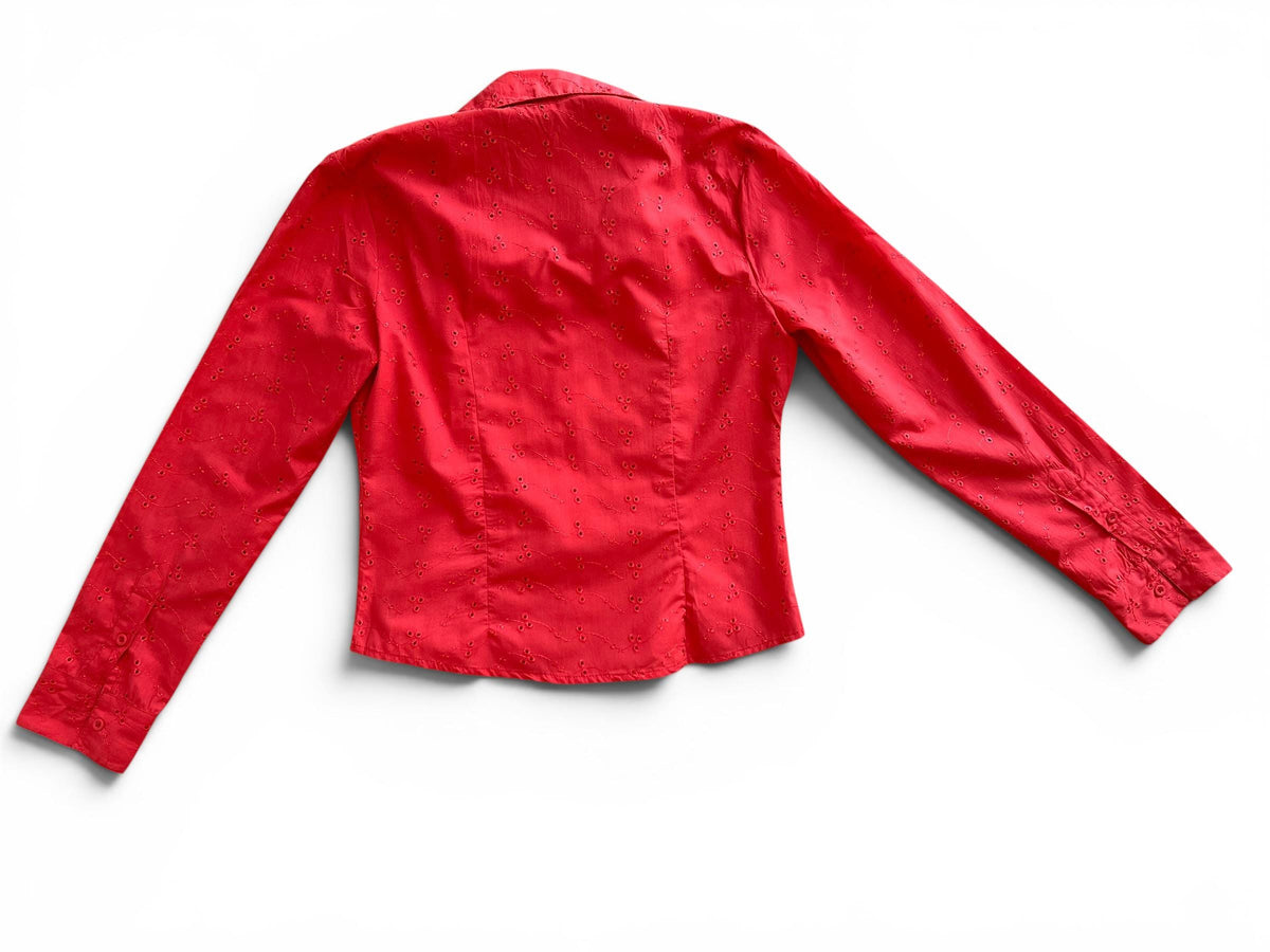 Camicia Vintage Y2K Rosa Lampone in Sangallo