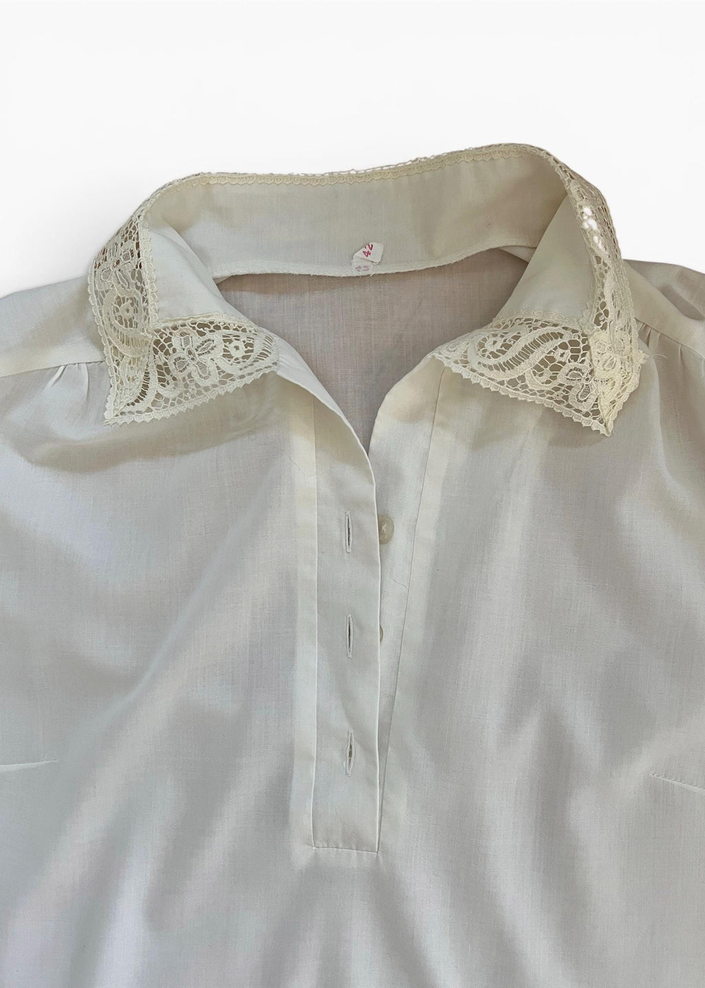 Camicia Vintage Bianca in Pizzo Macramè