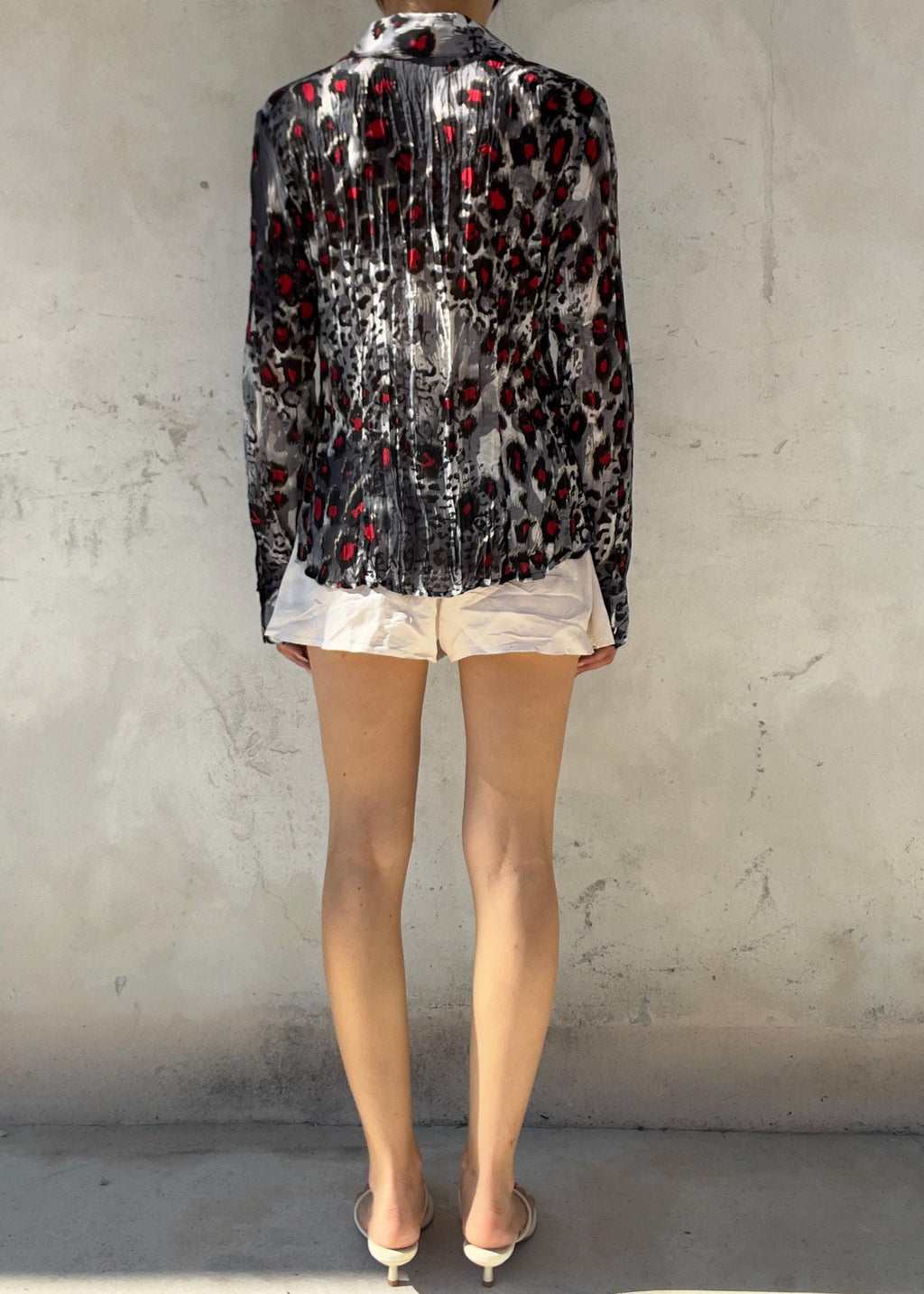 Camicia Vintage Y2K Leopardata Plissé