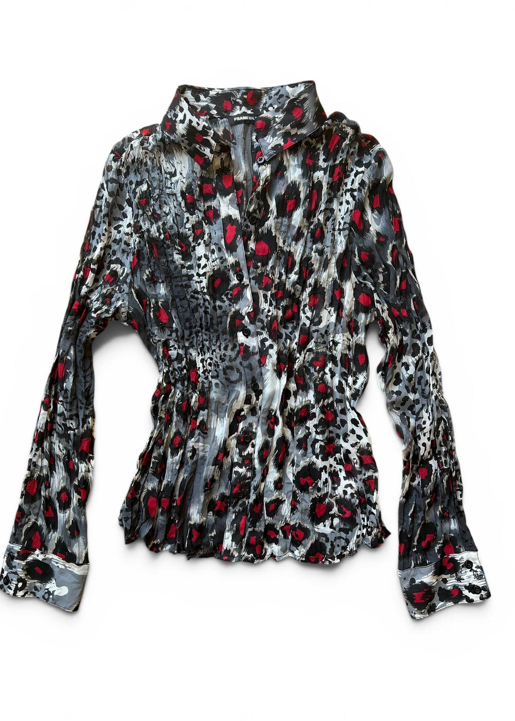 Camicia Vintage Y2K Leopardata Plissé