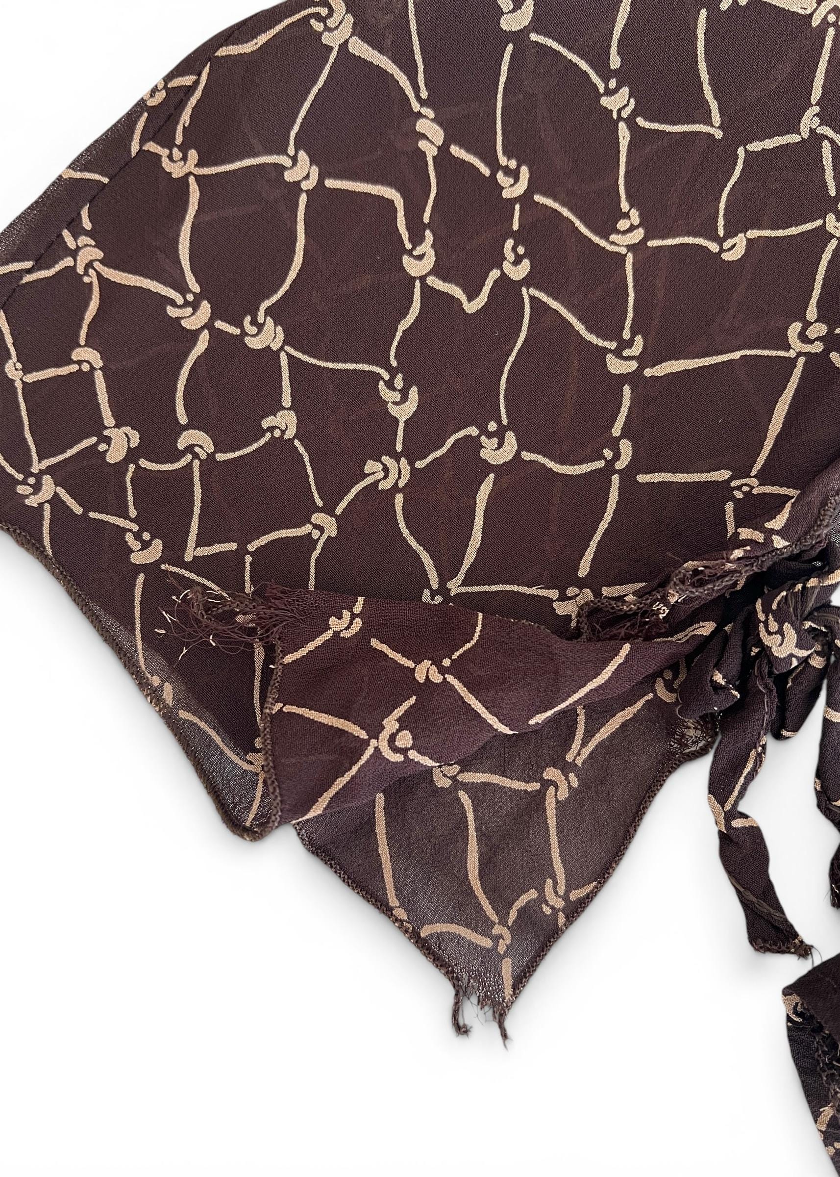 Camicia Vintage Y2K Marrone Cioccolato Semitrasparente