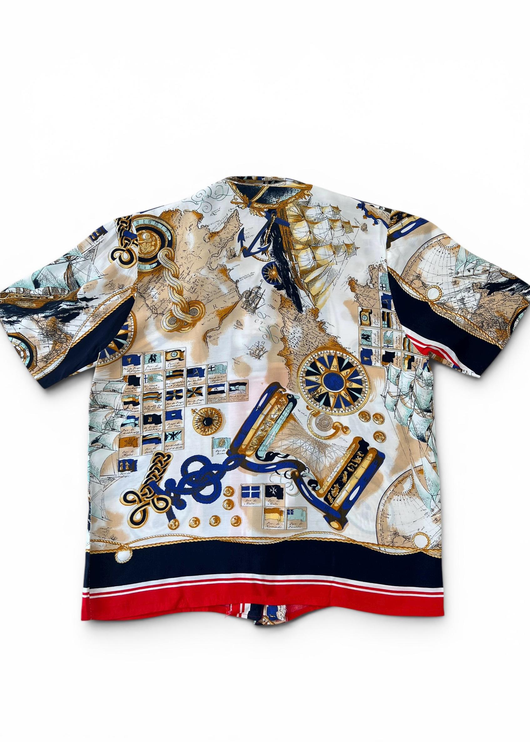 Camicia Vintage 90s Stampa Nautica Scarf Print