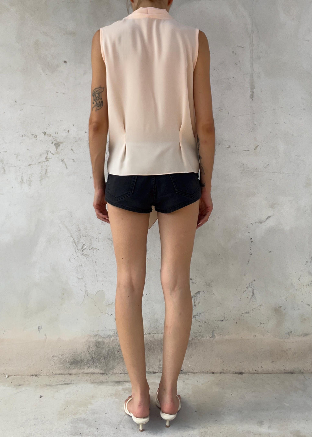 Blusa Vintage Rosa Cipria Drappeggiata