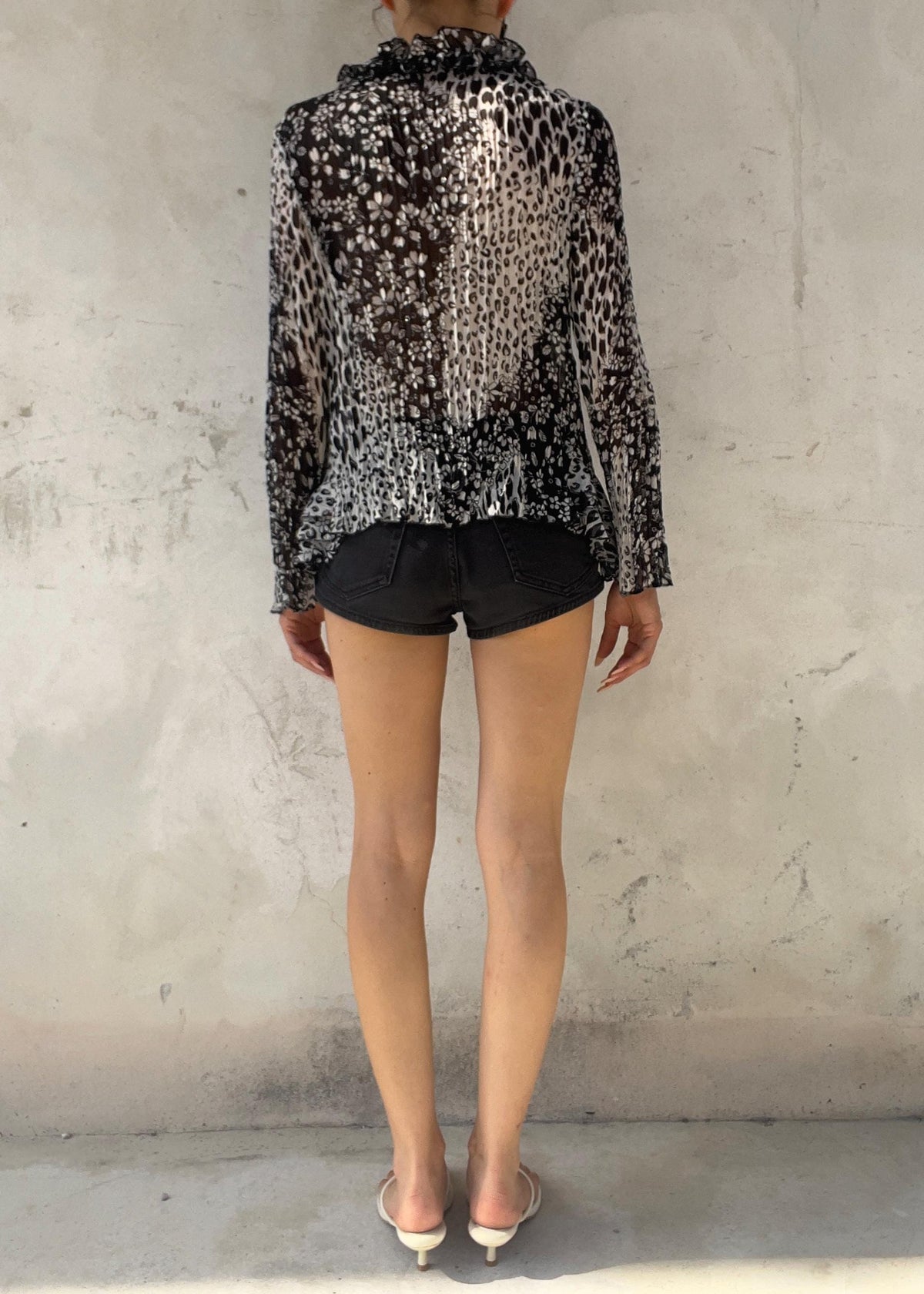 Camicia Vintage Y2K Animalier e Floreale con Ruches