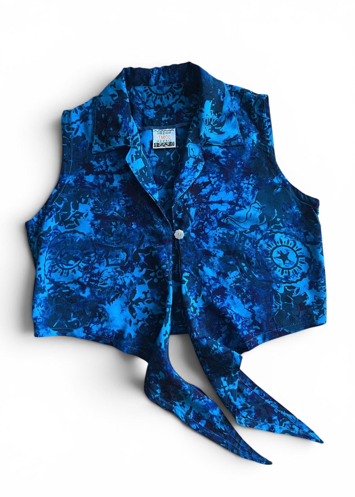 Top Vintage Anni 90 in Rayon Blu Turchese