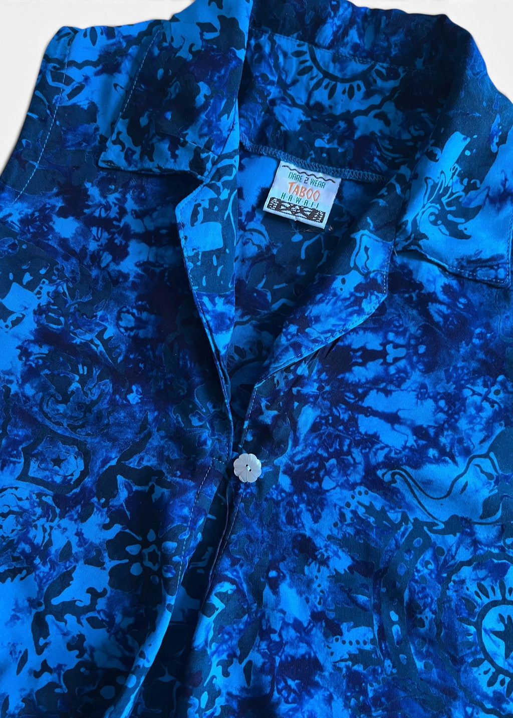 Top Vintage Anni 90 in Rayon Blu Turchese