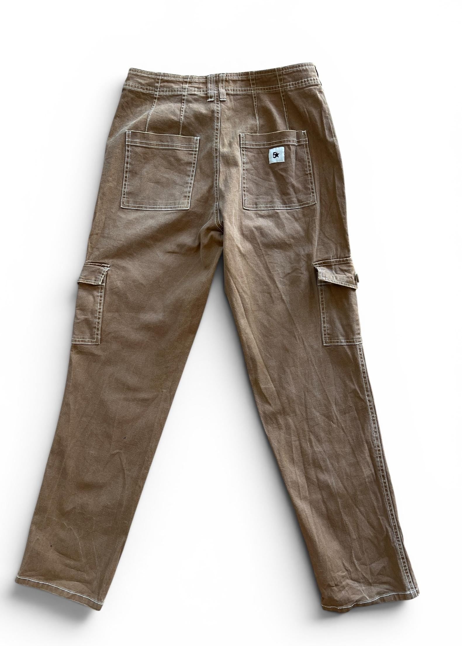 Pantaloni Cargo Vintage Y2K Marrone Caramello in Cotone