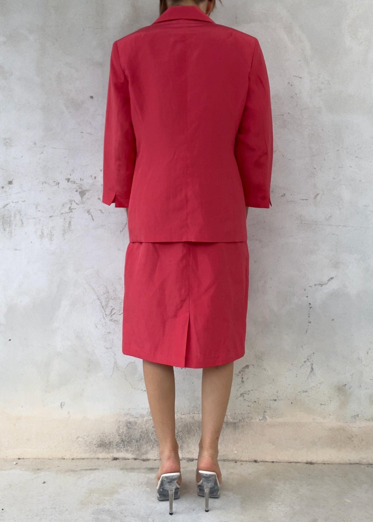 Completo Vintage Anni 90 Fucsia Corallo in Lino