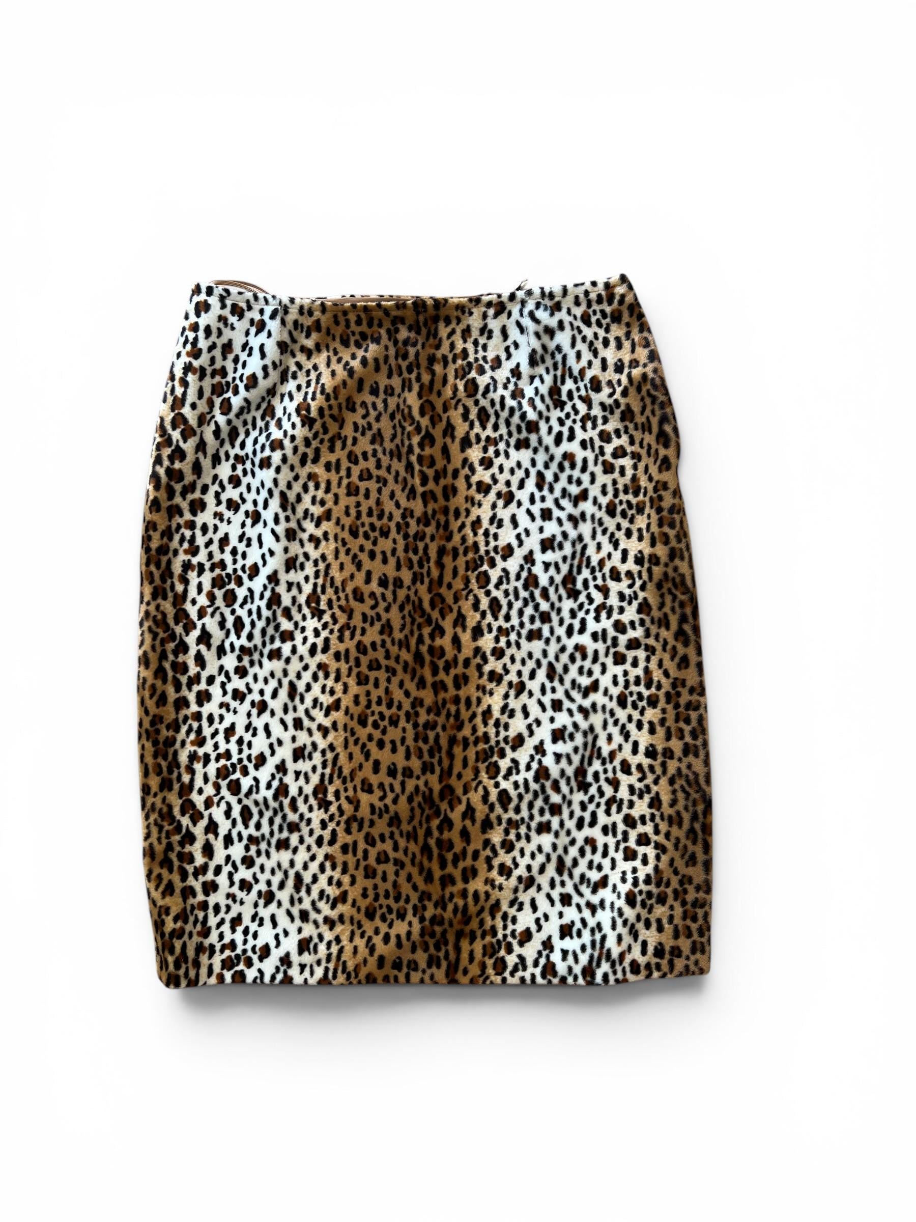 Gonna Midi Vintage Leopardata Effetto Pelliccia