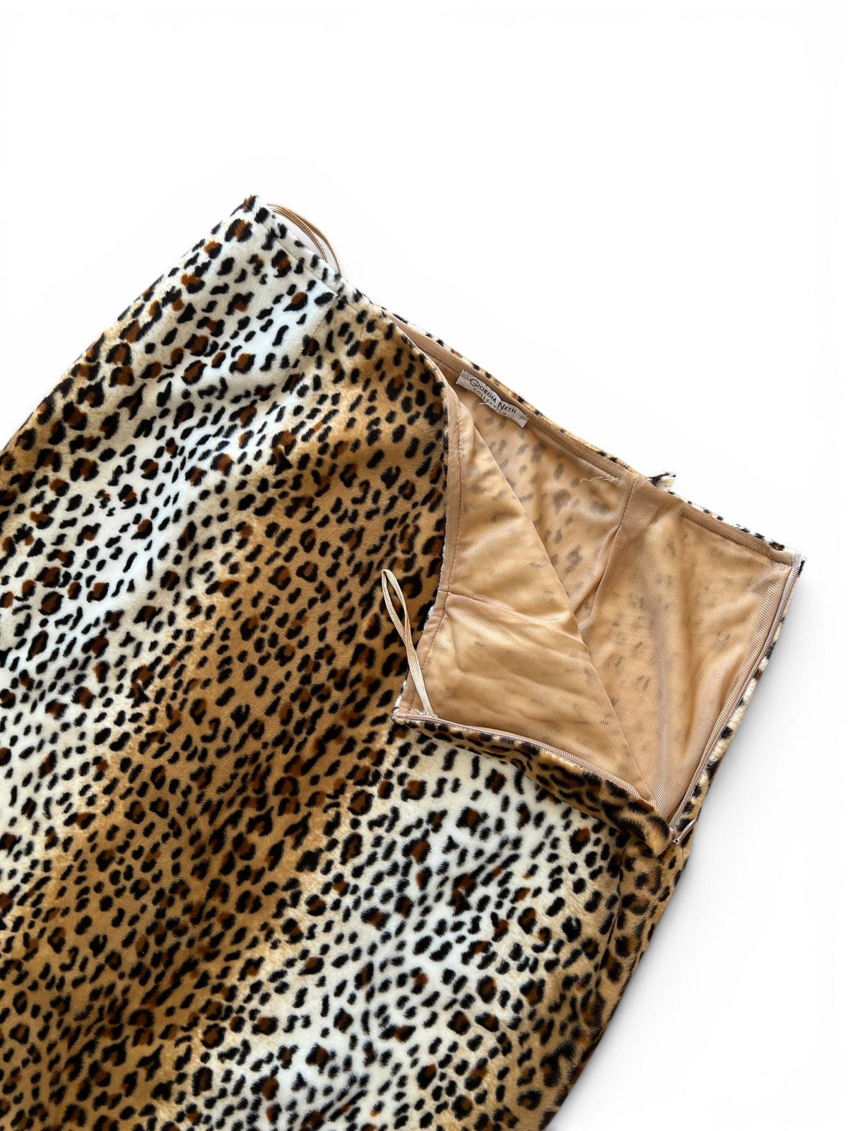 Gonna Midi Vintage Leopardata Effetto Pelliccia
