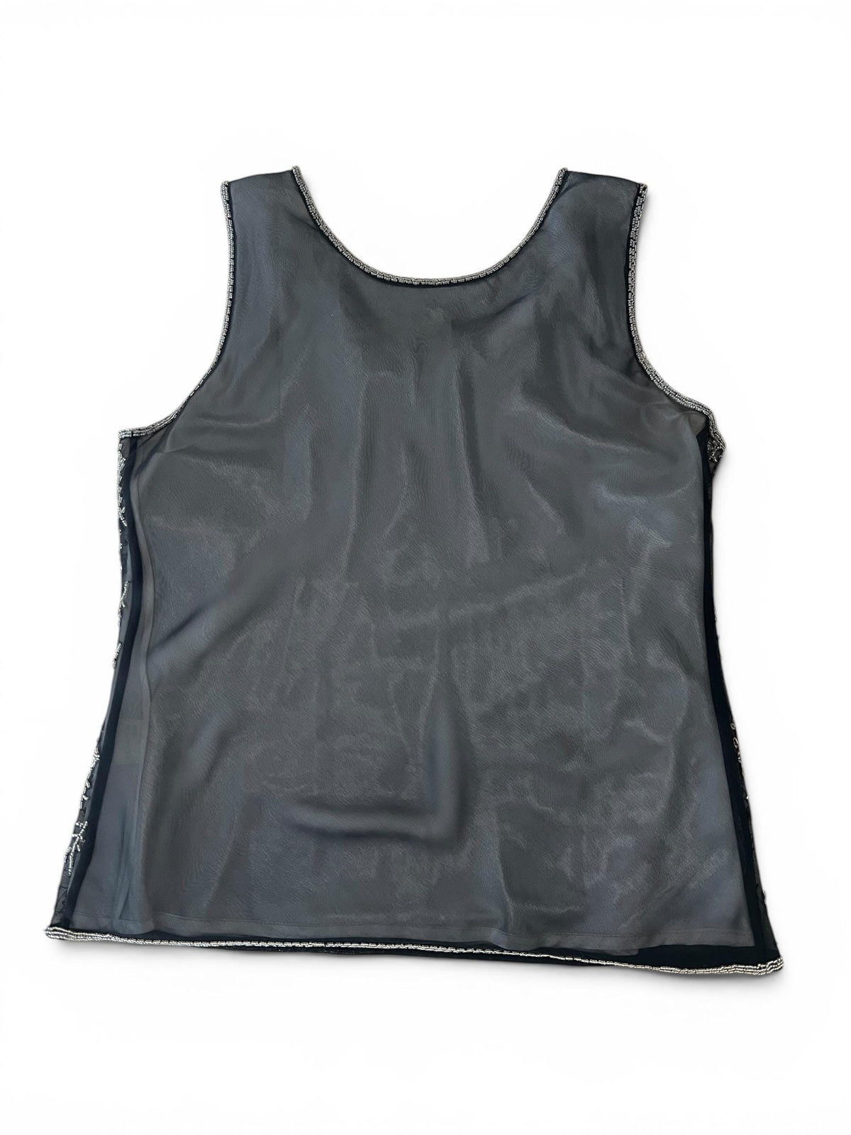 Top Vintage Anni 90 in Tulle Nero Ricamato