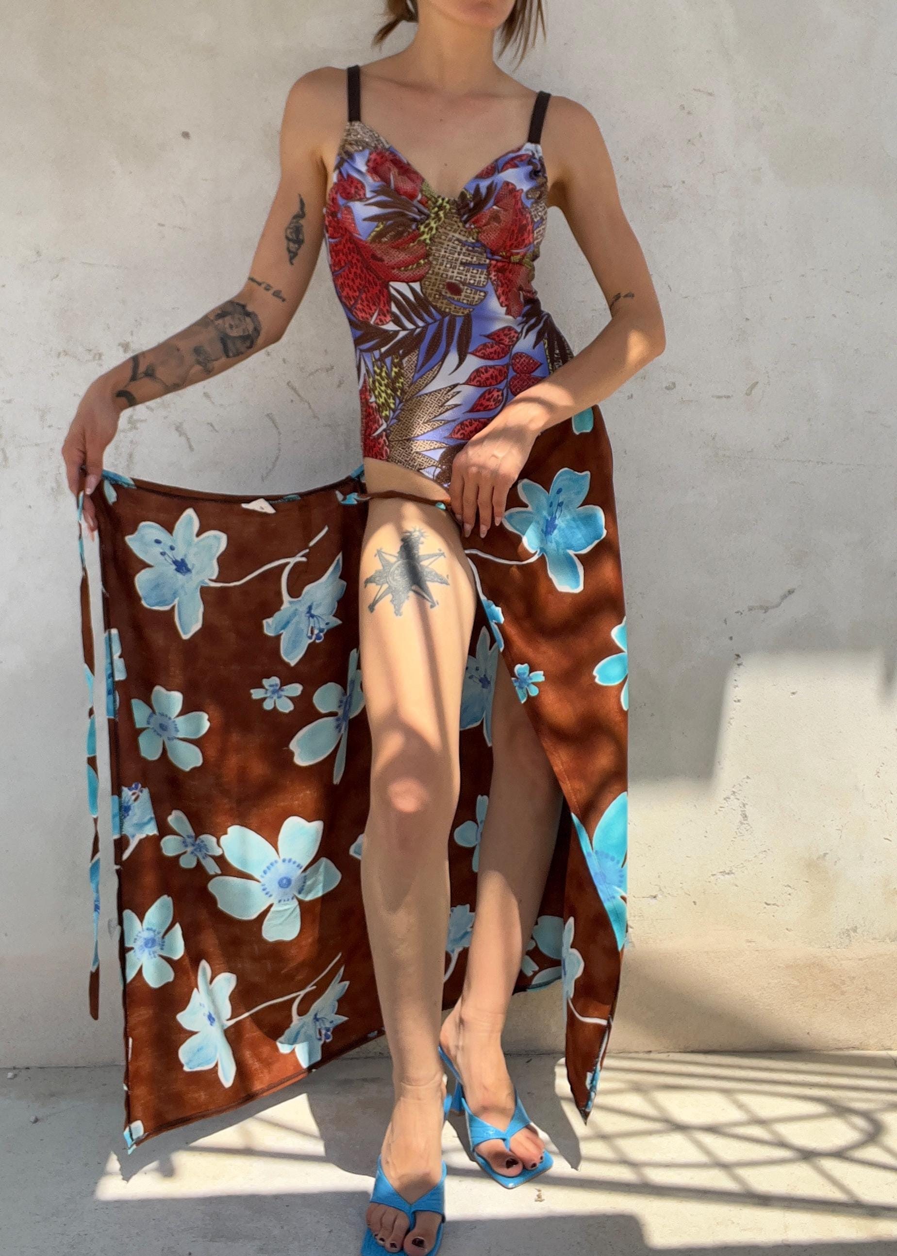 Costume Intero Vintage Y2K Stampa Tropicale Animalier