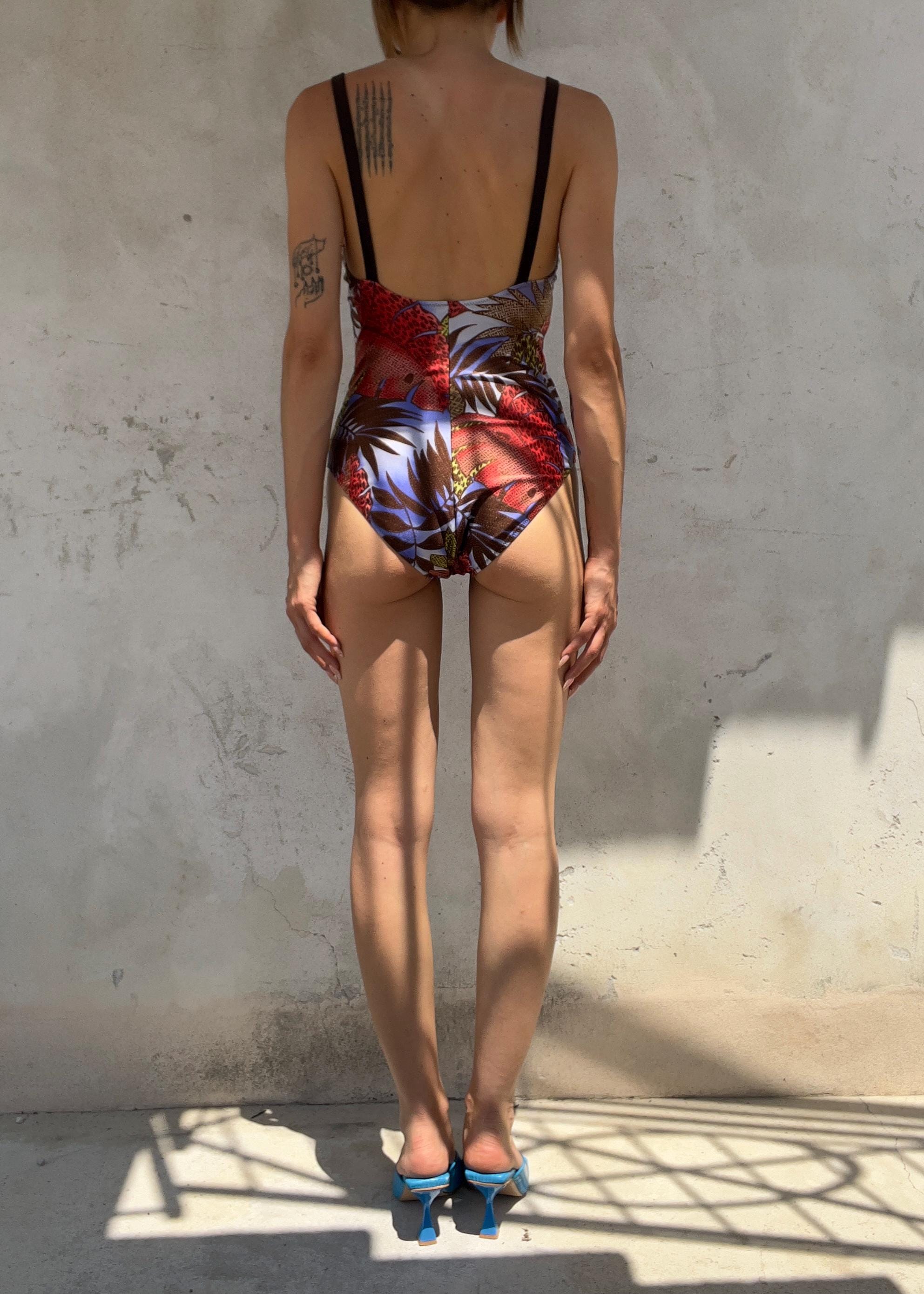 Costume Intero Vintage Y2K Stampa Tropicale Animalier
