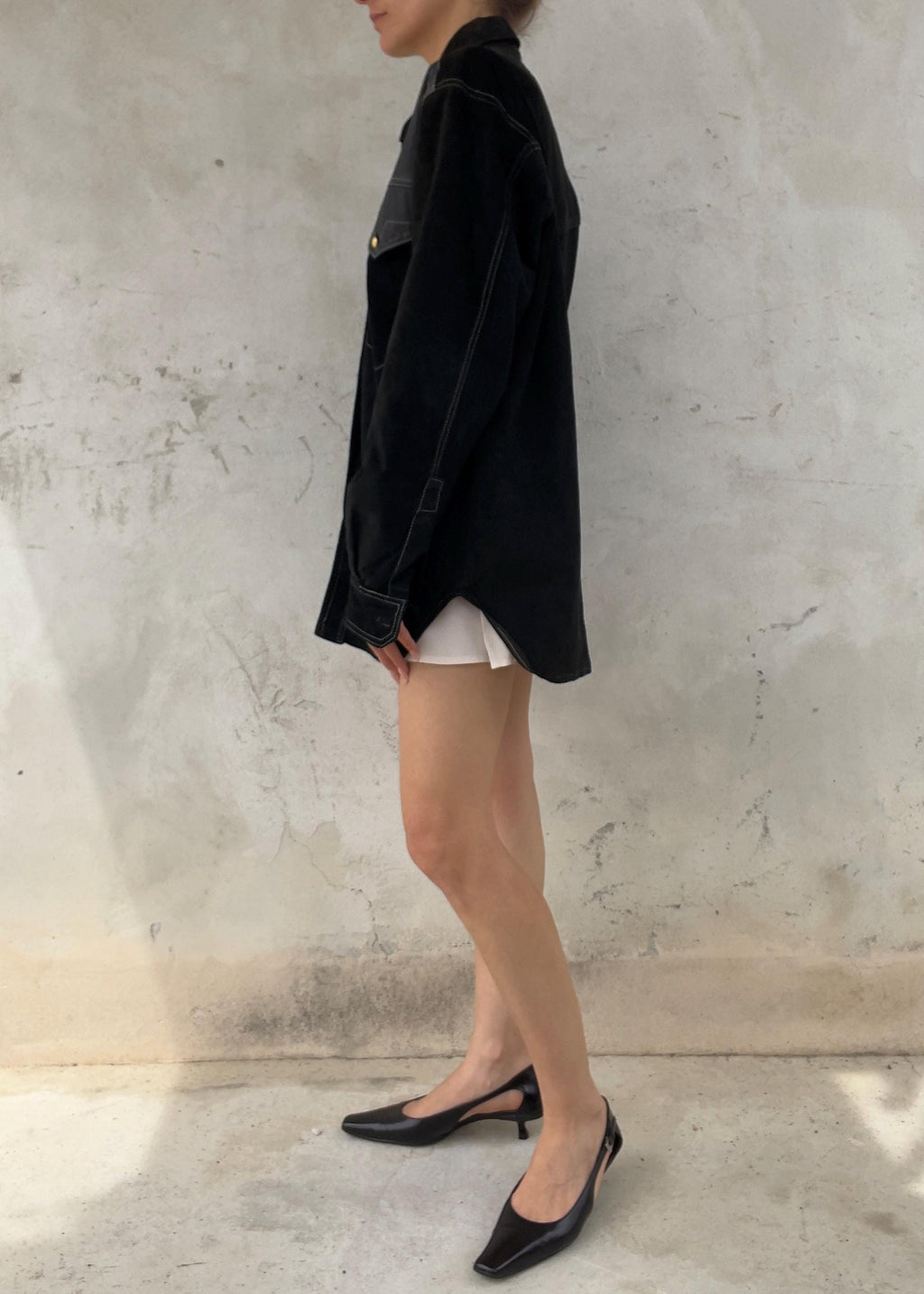 Overshirt Vintage in Vera Pelle Nera