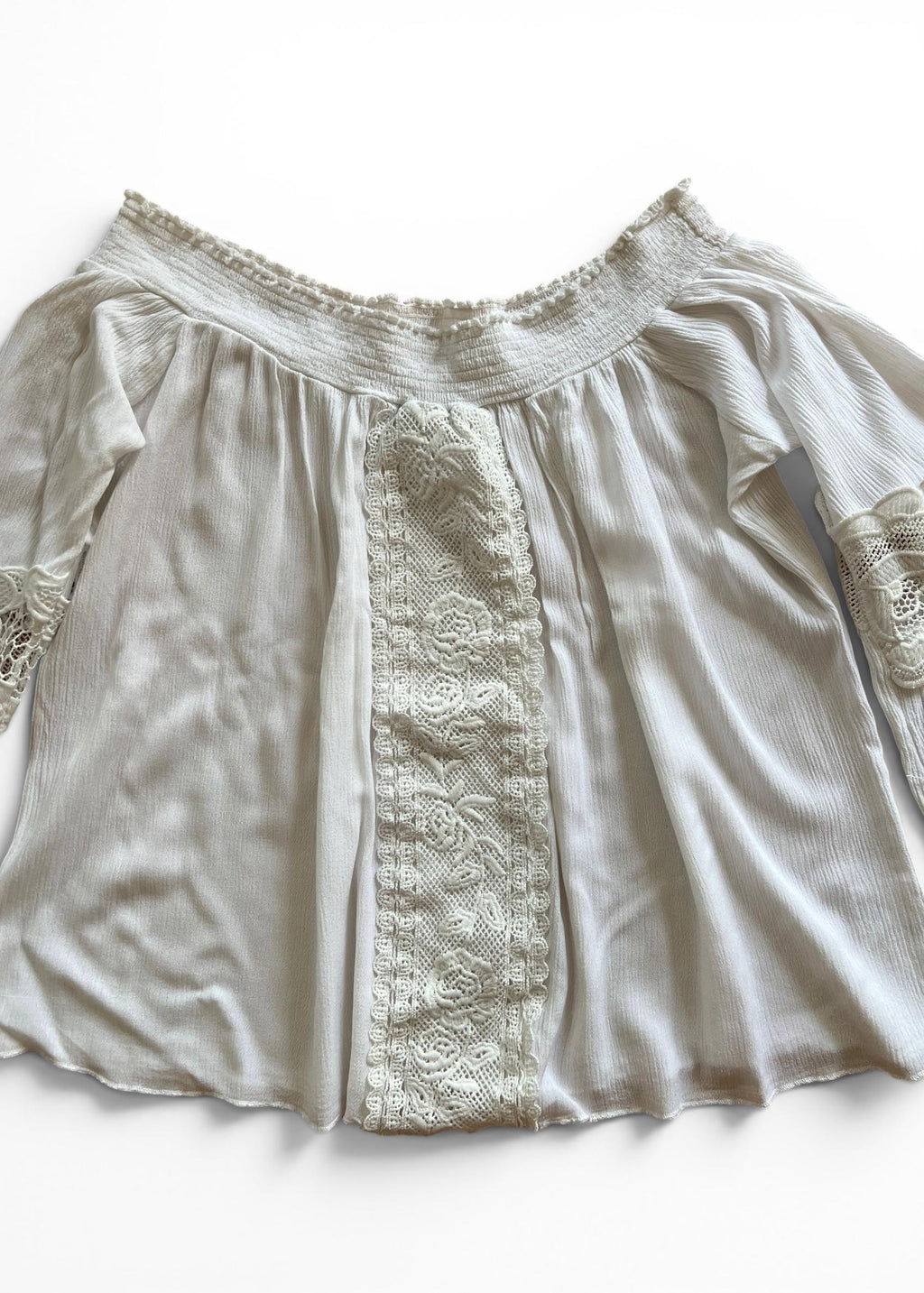 Blusa Boho Bianca con Pizzo Floreale