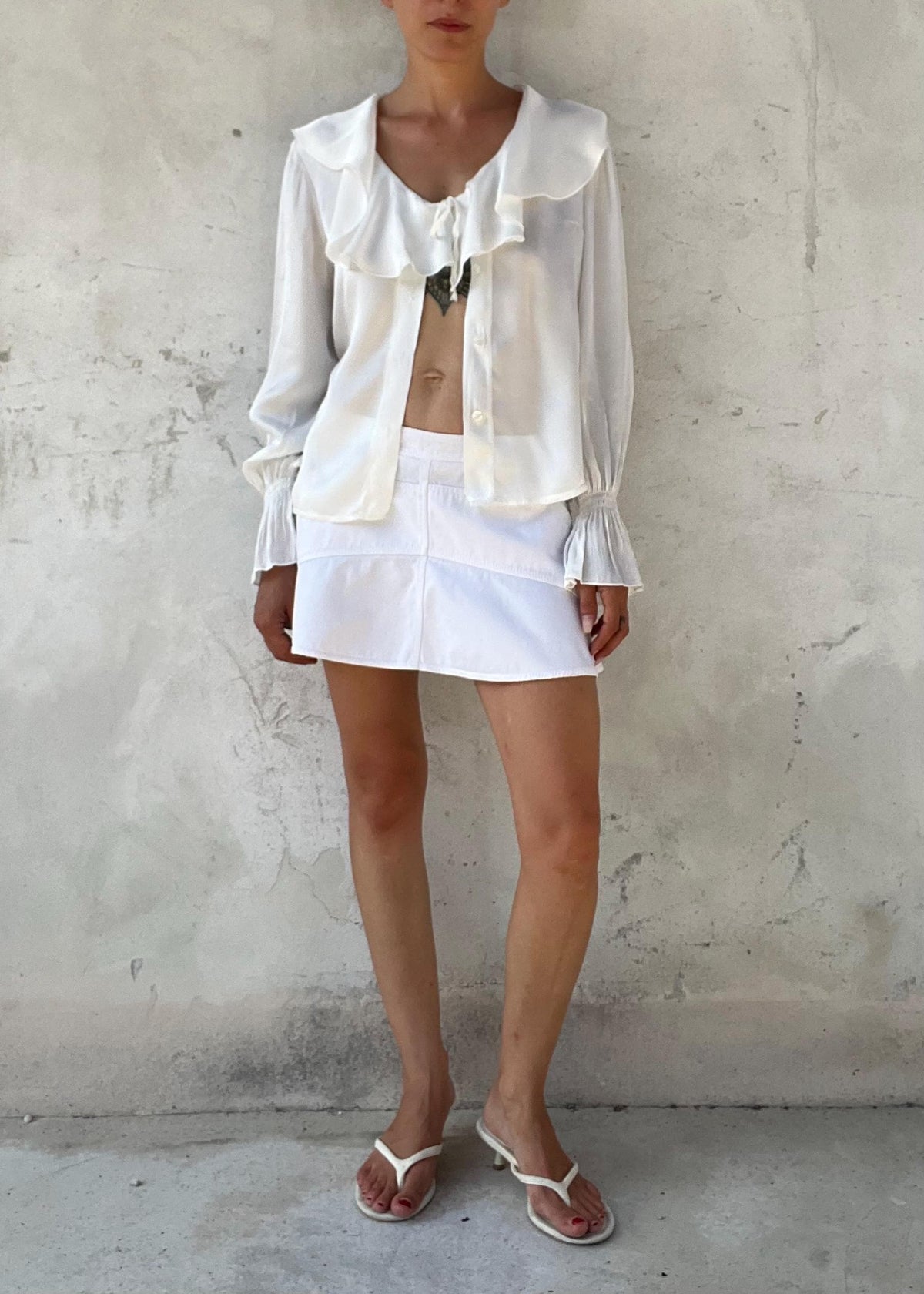Camicia Bianca Vintage con Maxi Colletto