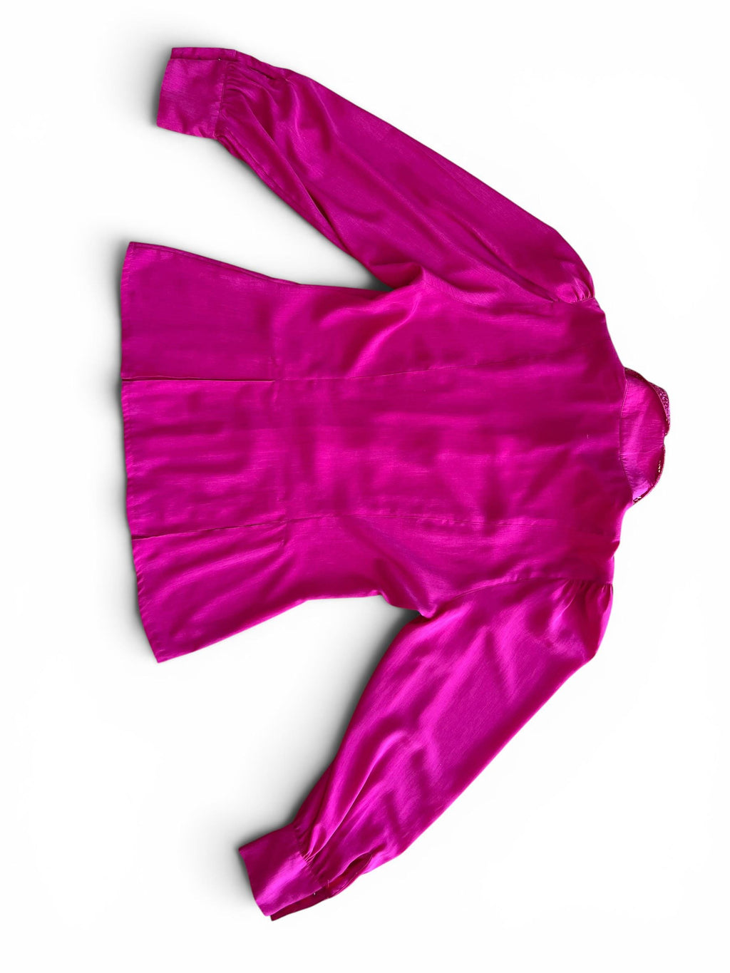 Camicia Vintage Fucsia con Colletto in Pizzo