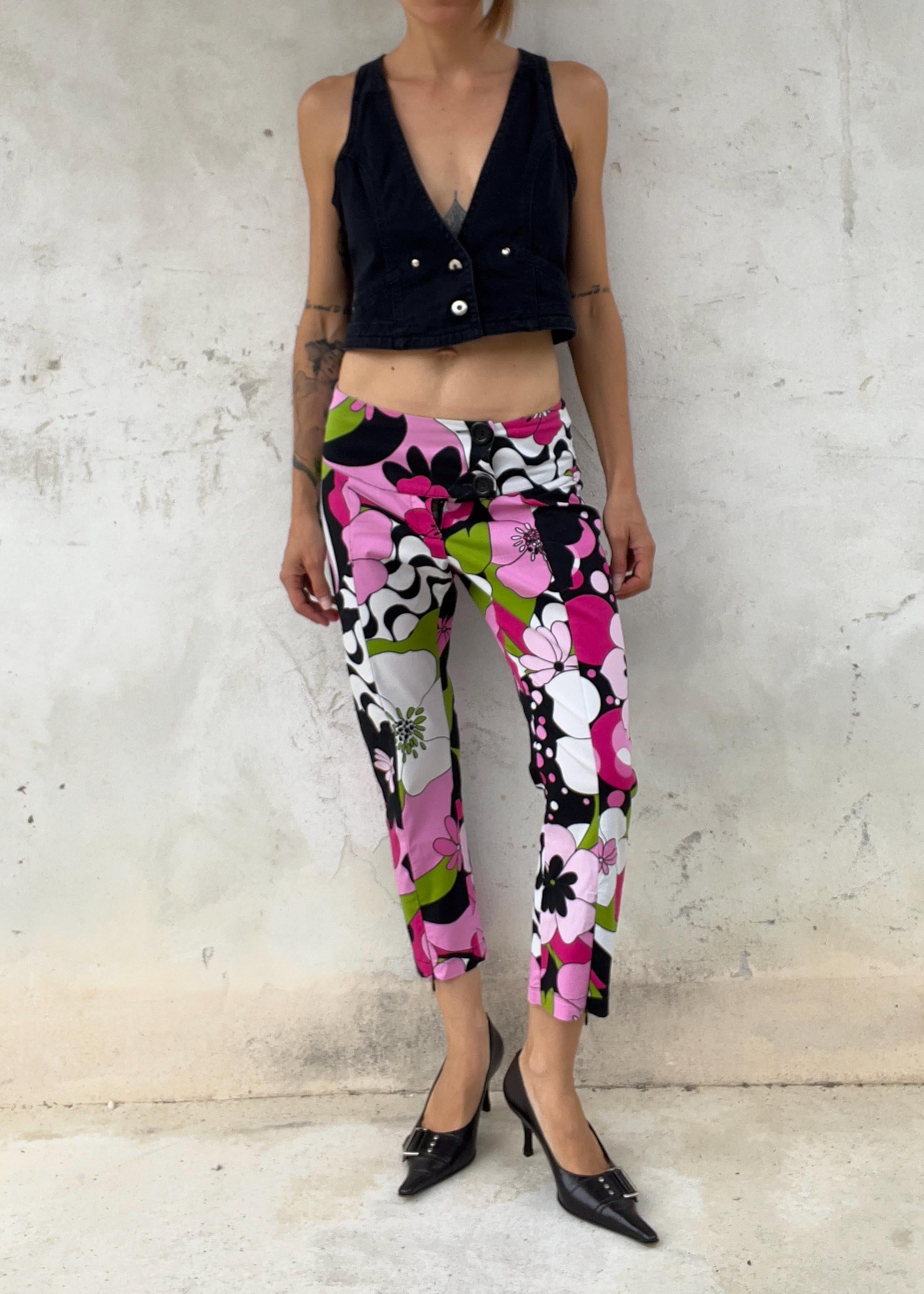 Gilet Crop Vintage Y2K Nero in Cotone
