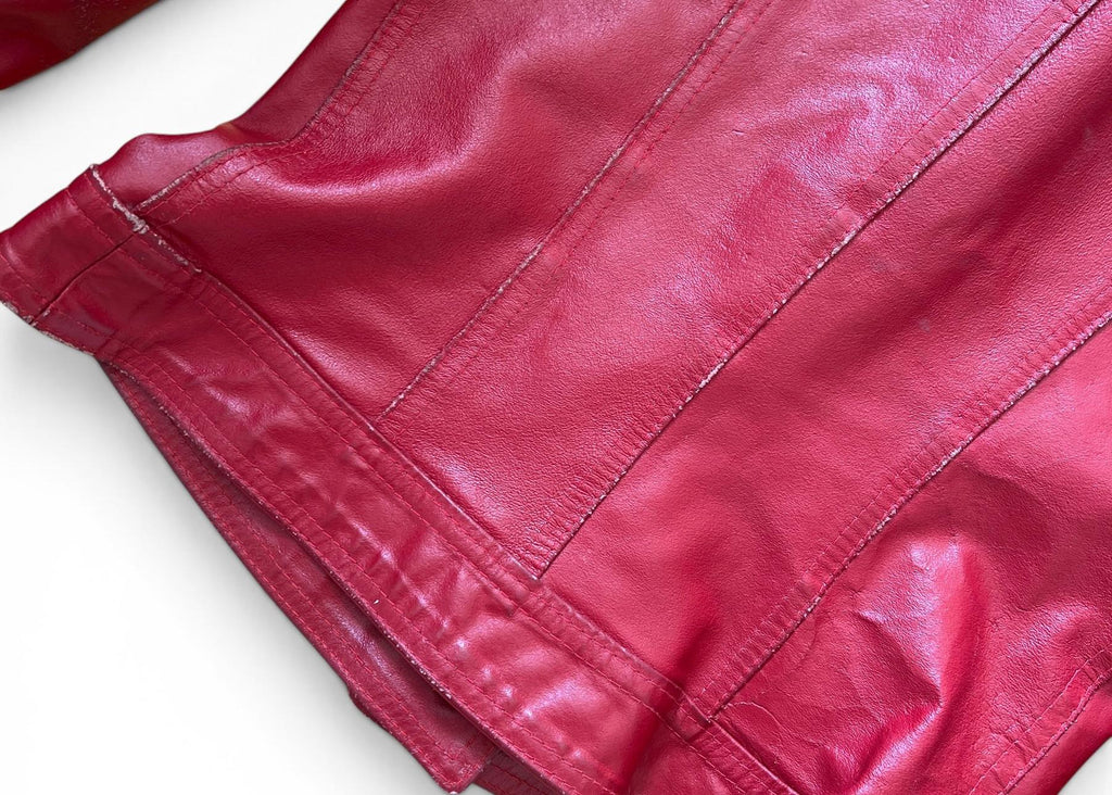 Giacca Vintage Y2K Please in Vera Pelle Rossa