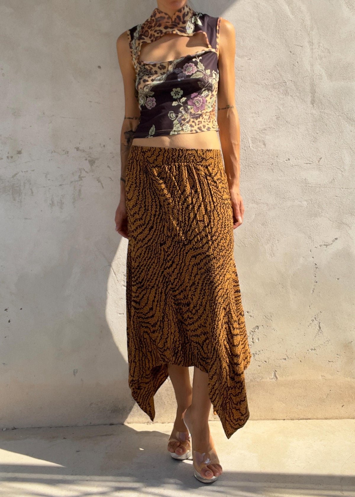 Gonna Asimmetrica Vintage Y2K Animalier