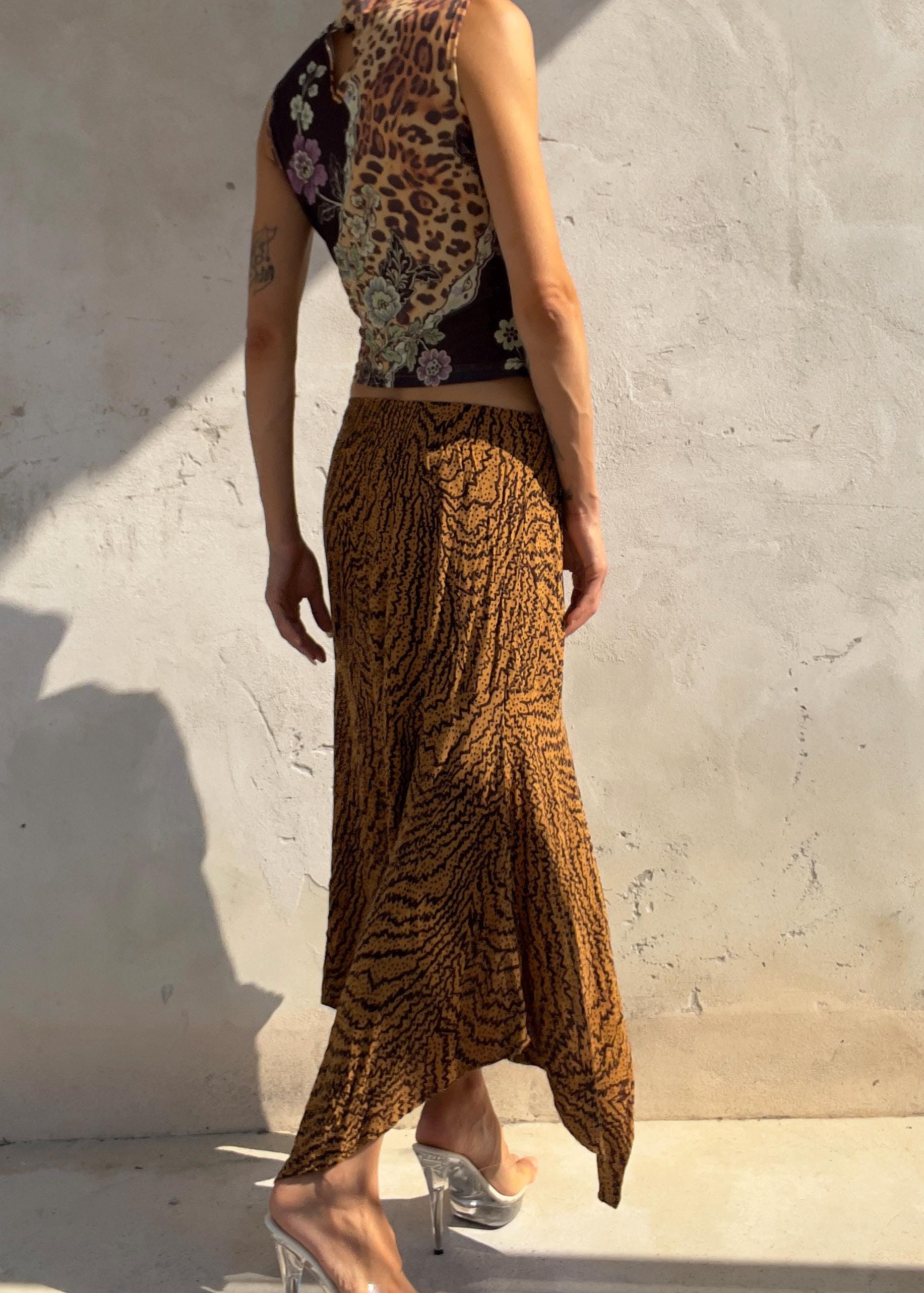 Gonna Asimmetrica Vintage Y2K Animalier