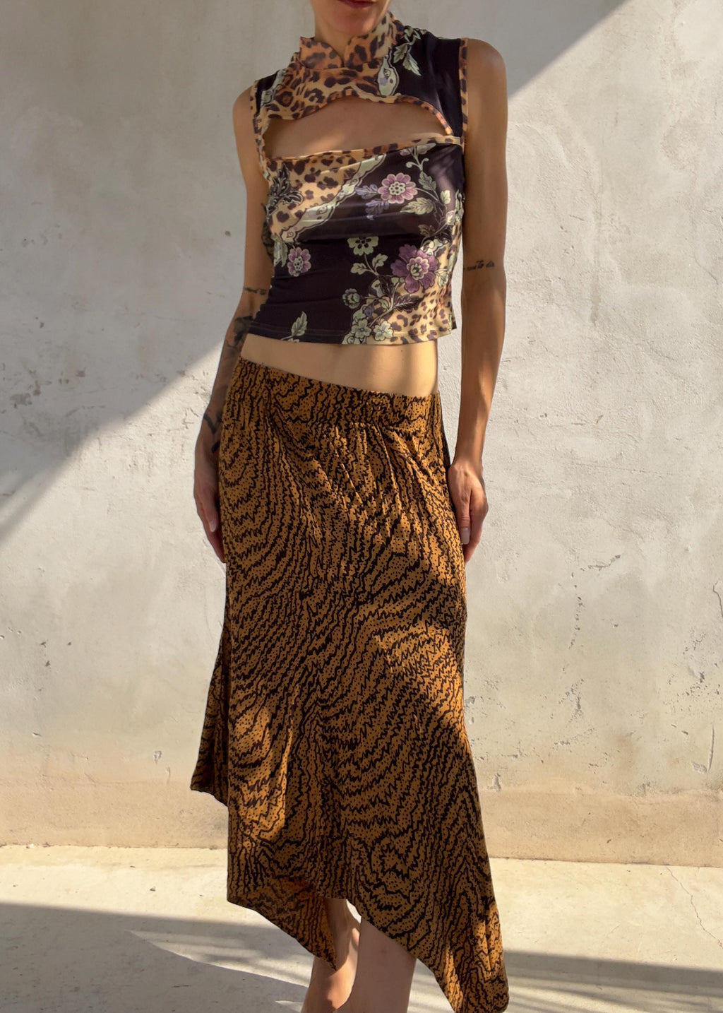 Gonna Asimmetrica Vintage Y2K Animalier