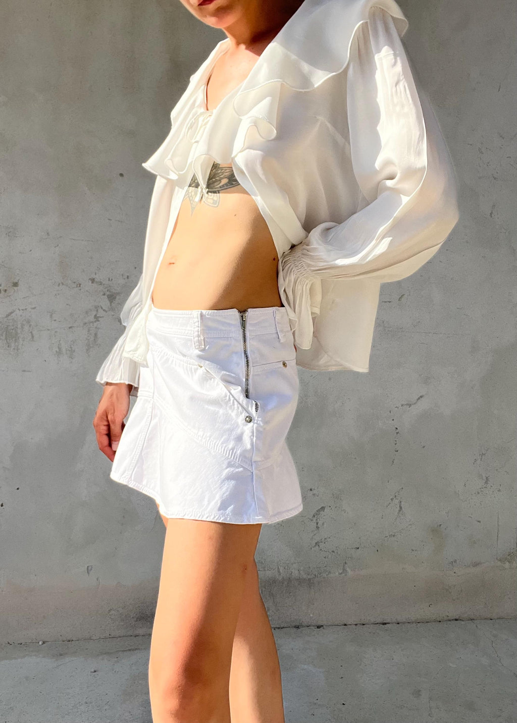 Minigonna Bianca Vintage Y2K Denim