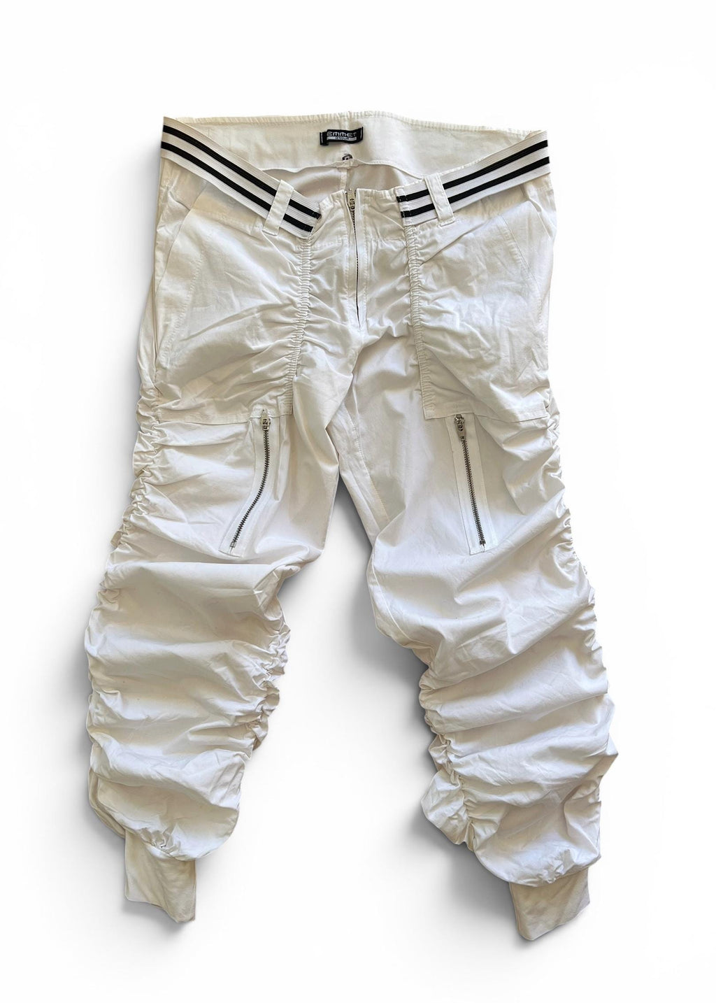 Pantaloni Cargo Vintage Y2K Bianchi Vita Bassa