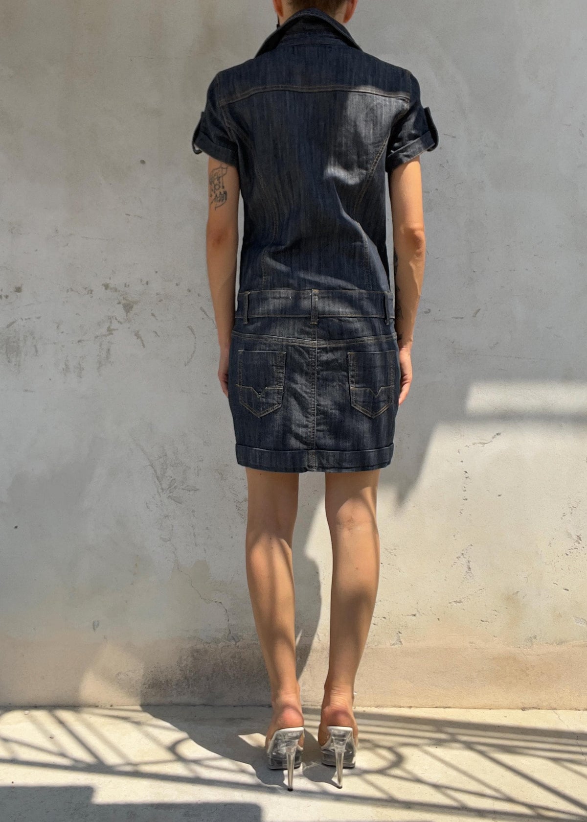 Abito Mini Vintage Y2K in Denim Blu