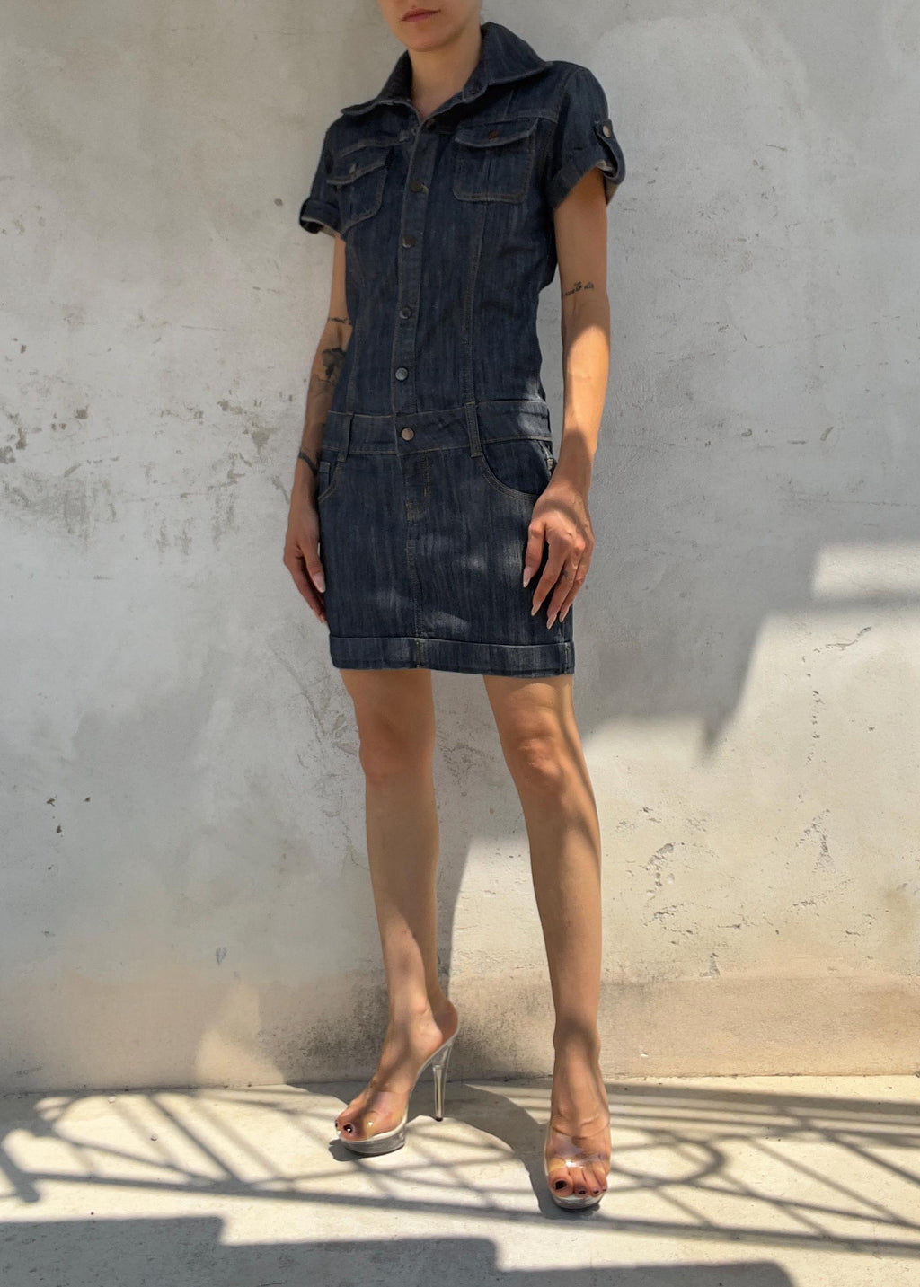 Abito Mini Vintage Y2K in Denim Blu